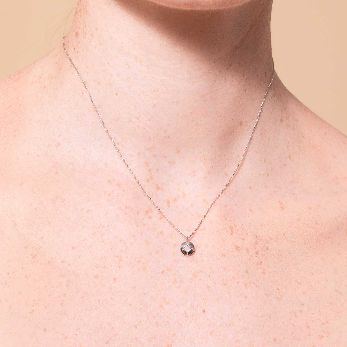 June Moonstone Birthstone Necklace in Solid White Gold - Image 2