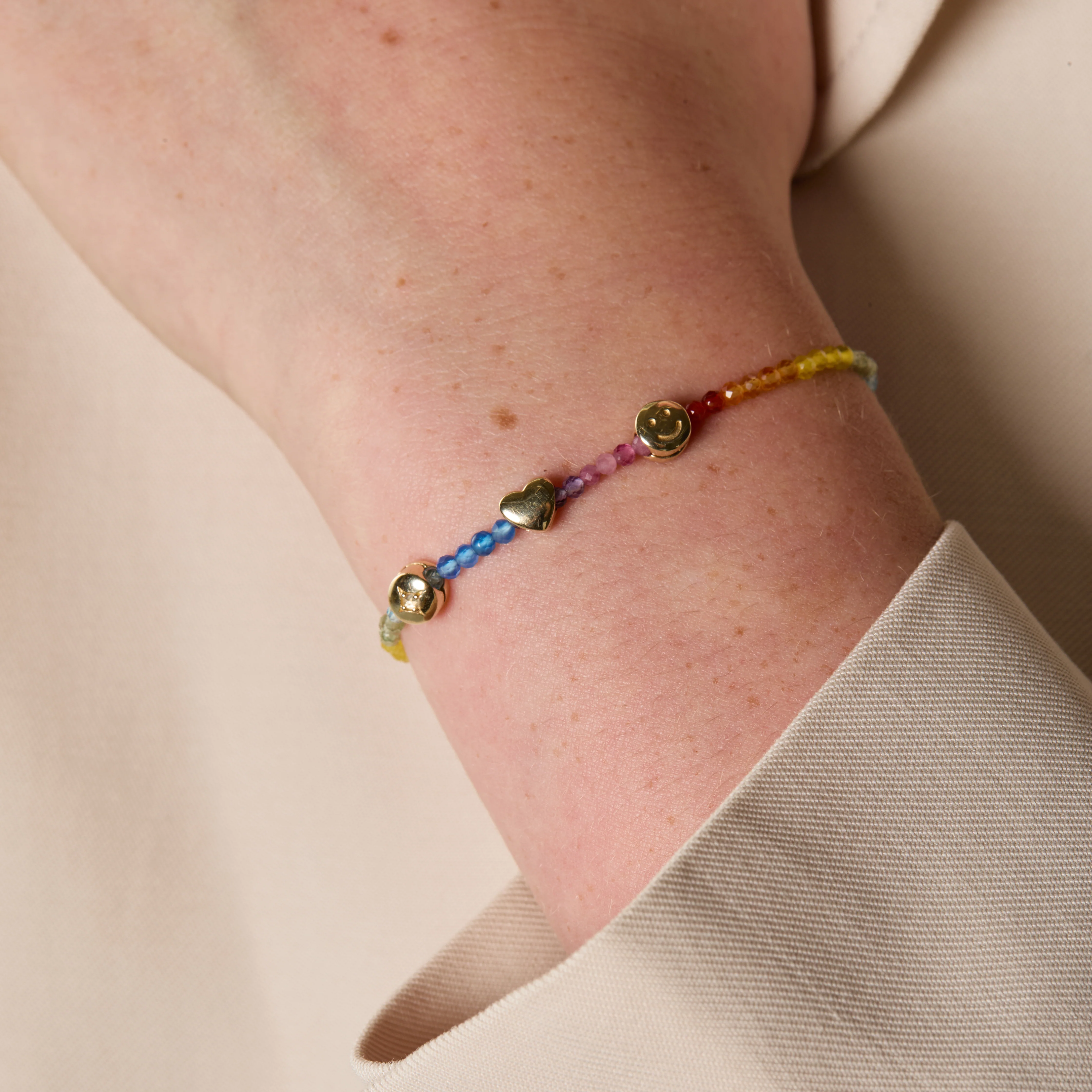 Junior Rainbow Gemstone Bracelet in 9k Gold - Image 4