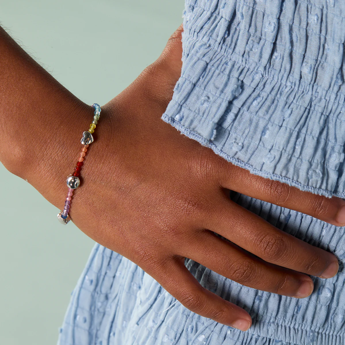 Junior Rainbow Gemstone Bracelet in 9k White Gold - Image 5