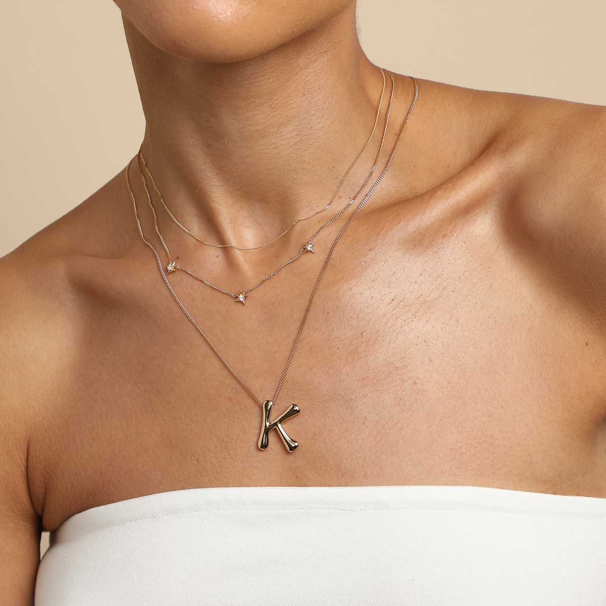 K Initial Bold Pendant Necklace in Gold - Image 3