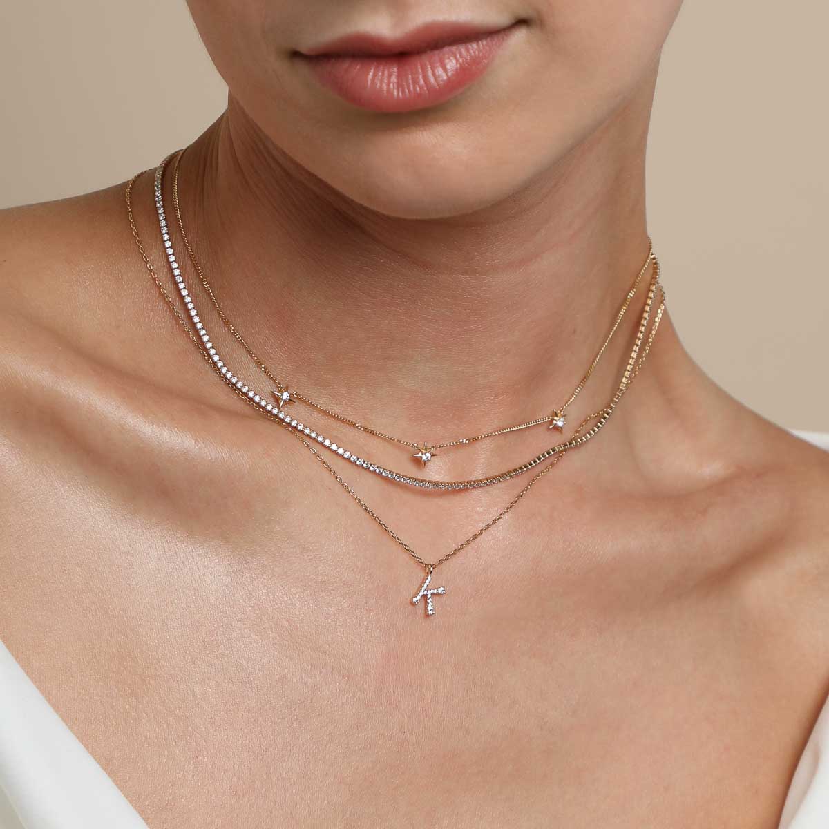 K Initial Pavé Pendant Necklace in Gold - Image 3