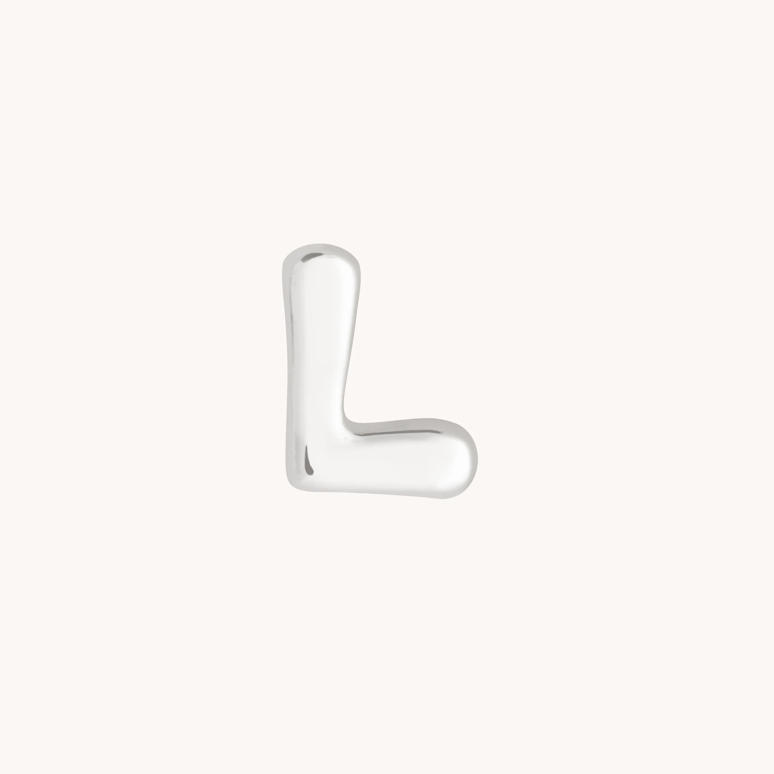 L Initial Click Charm in Solid White Gold