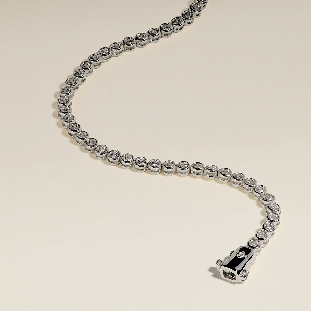 Lab Diamond Tennis Chain Bracelet in Solid White Gold - Image 4