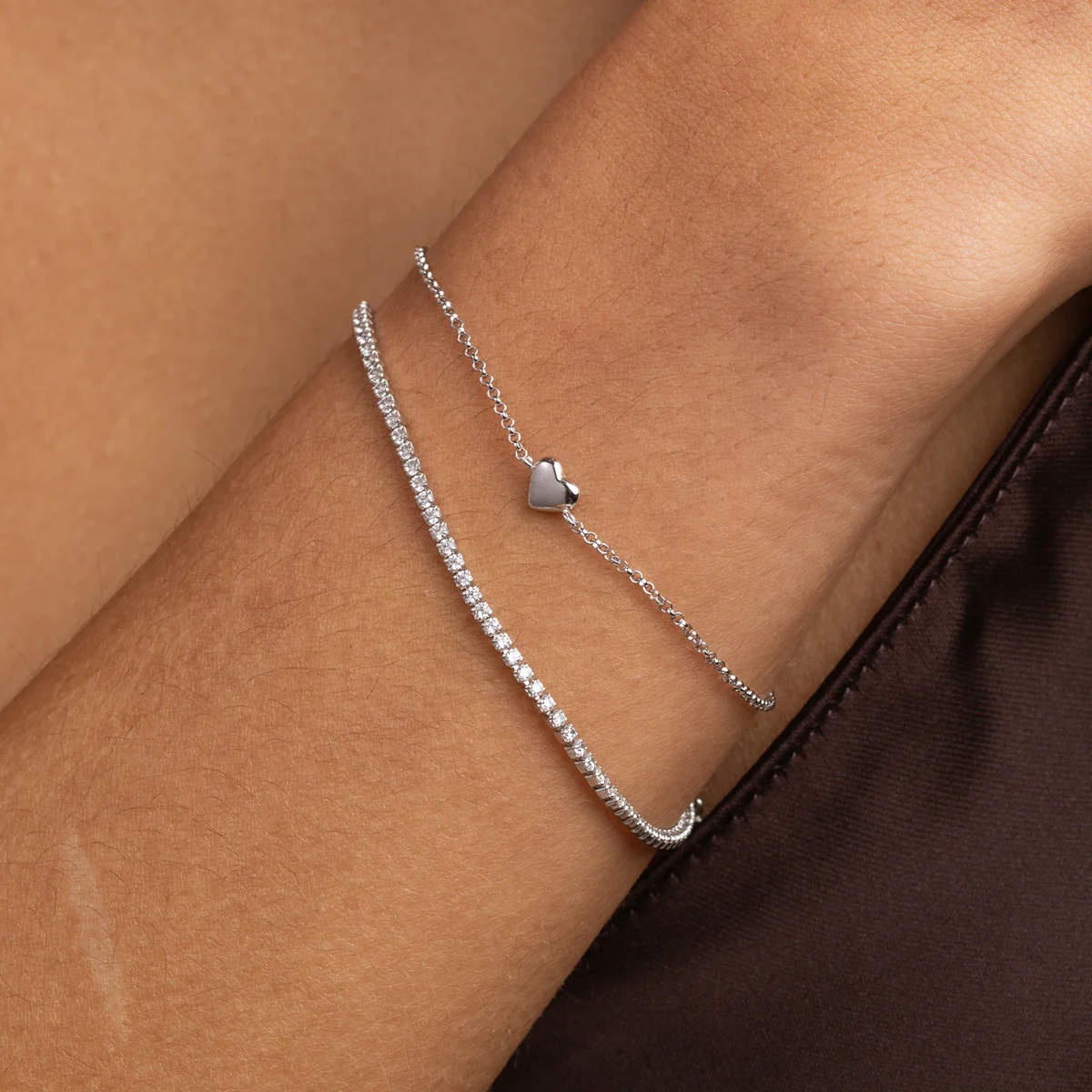 Love Heart Charm Bracelet in Silver - Image 3