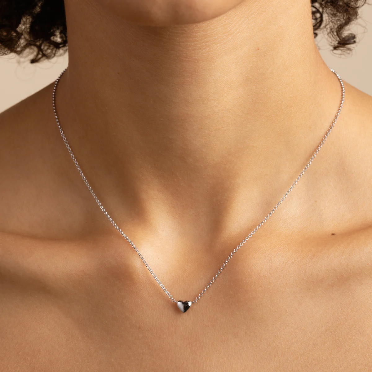 Love Heart Charm Necklace in Silver - Image 2