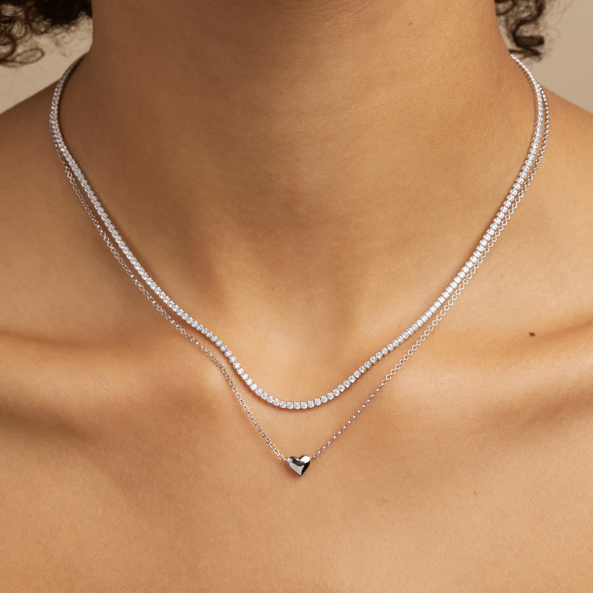 Love Heart Charm Necklace in Silver - Image 3