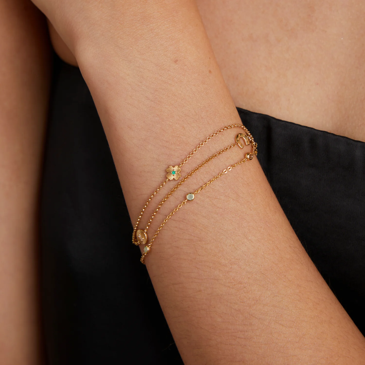 Lucky Charm Double Chain Bracelet in Gold - Image 3