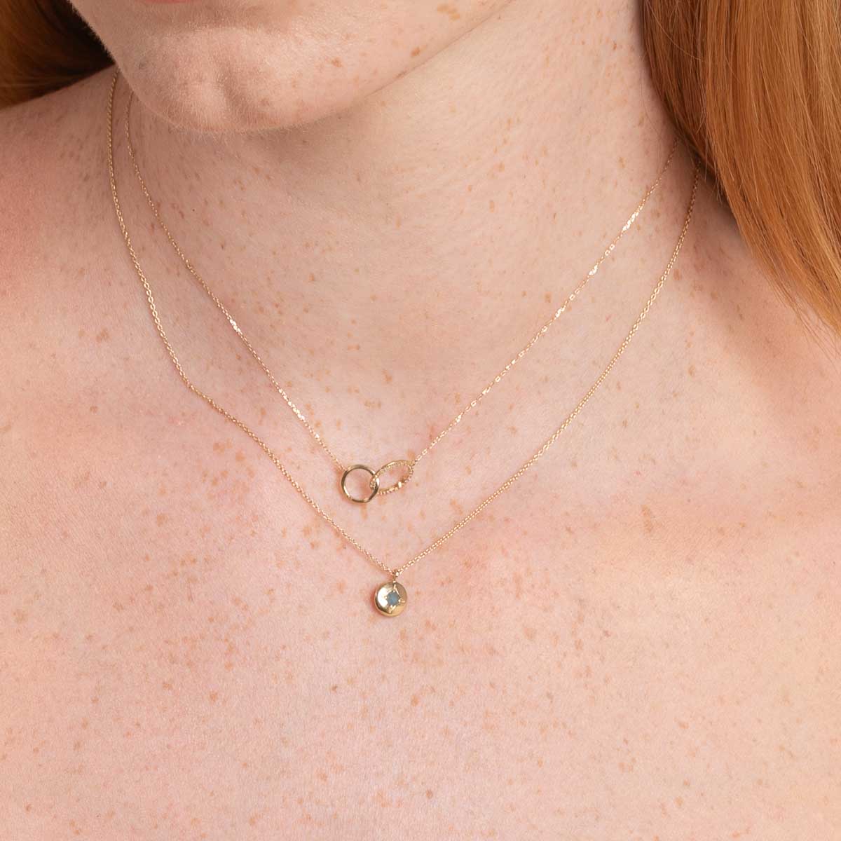 March Aquamarine Birthstone Necklace in Solid Gold - Image 3