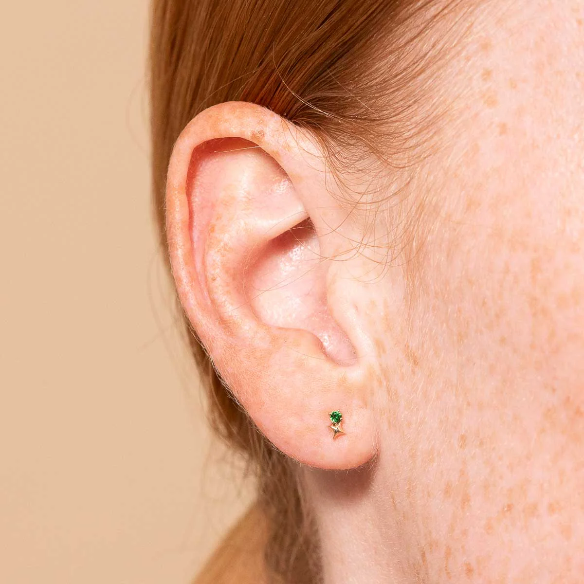 May Tsavorite Birthstone Earrings in Solid Gold - Image 2