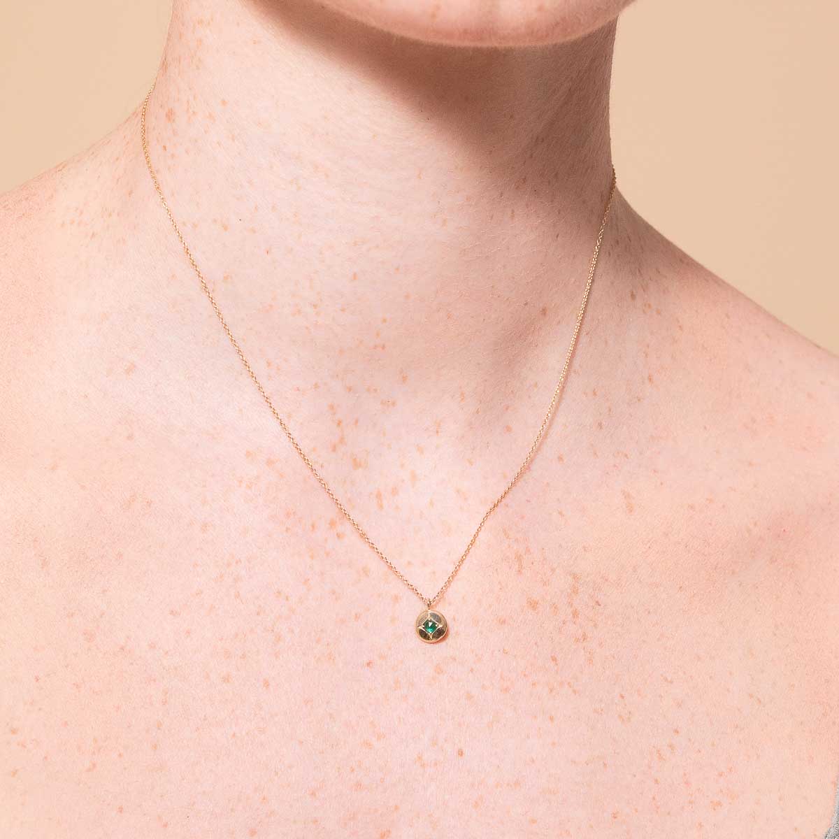 May Emerald Birthstone Necklace in Solid Gold - Image 2