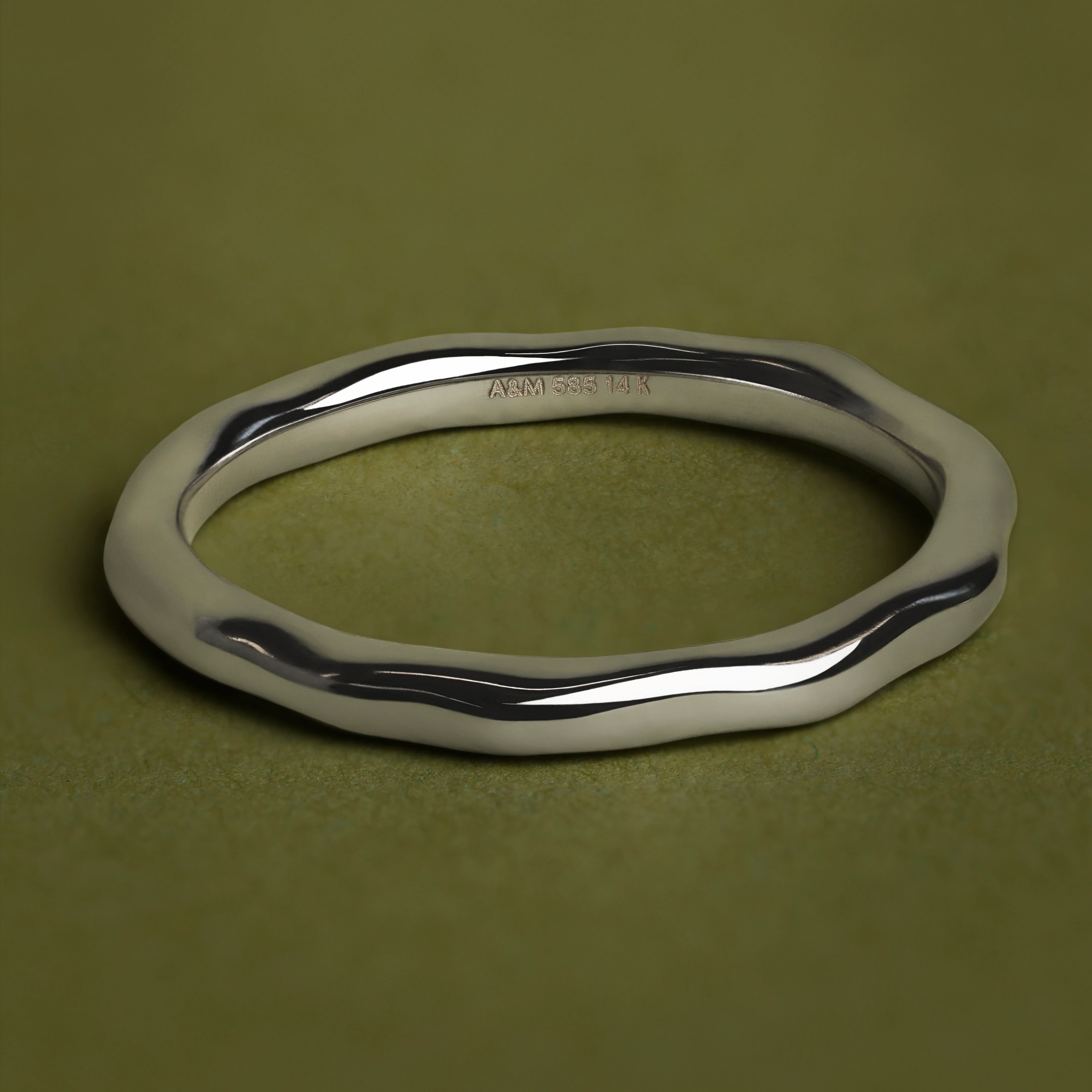 Molten Band Ring in Solid White Gold - Image 5
