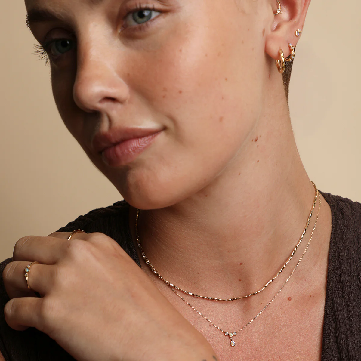 Molten Bar Chain Necklace in Solid Gold - Image 5