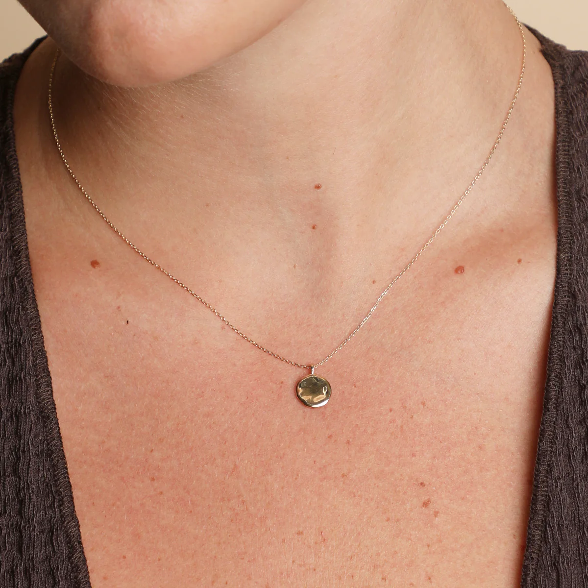 Molten Coin Pendant in Solid Gold - Image 2