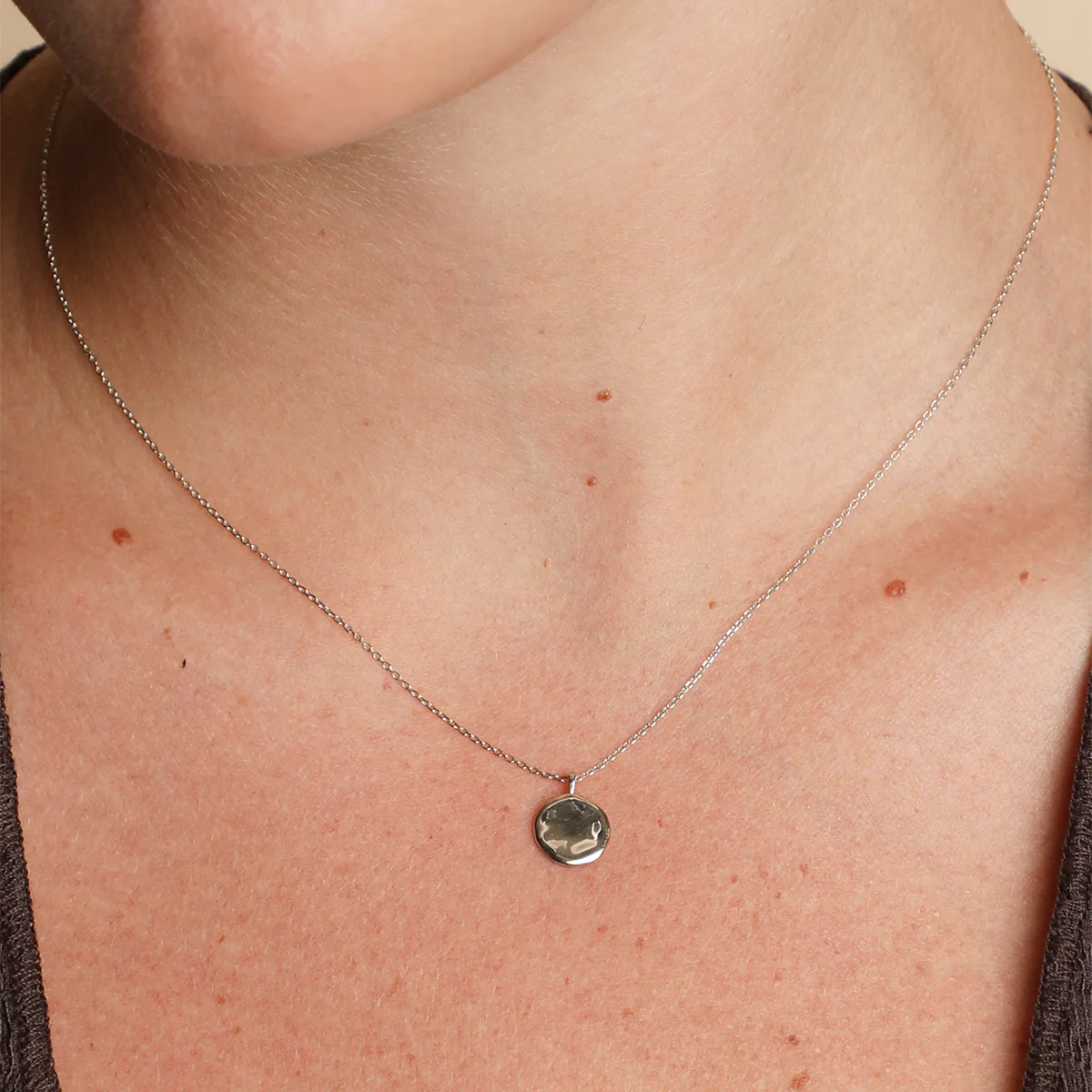 Molten Coin Pendant in Solid White Gold - Image 2