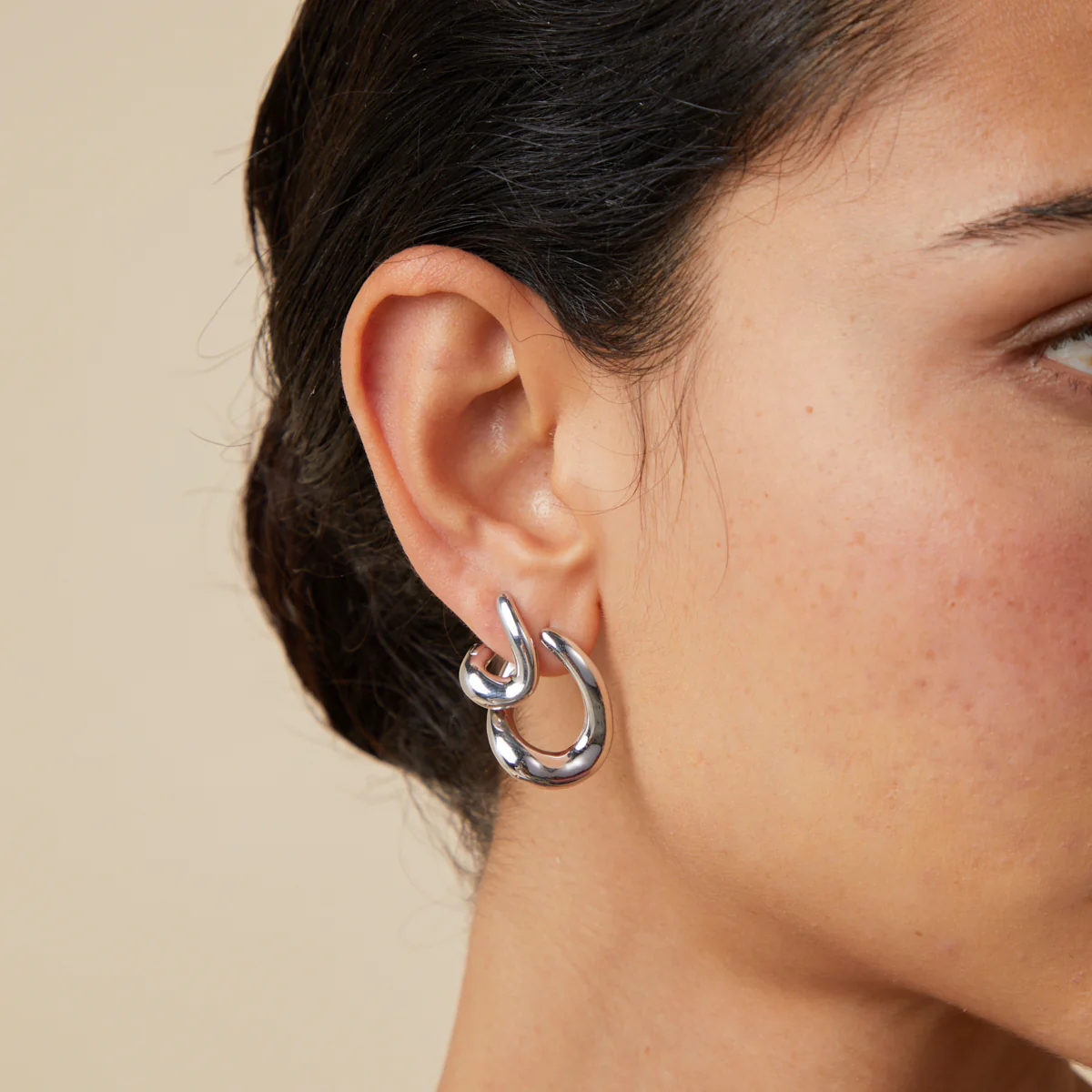 Molten Hoops in Silver - Image 3