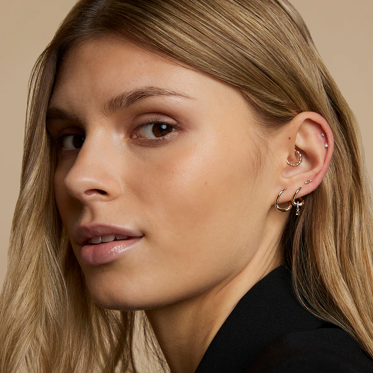 Molten Hoops in Solid Gold - Image 5