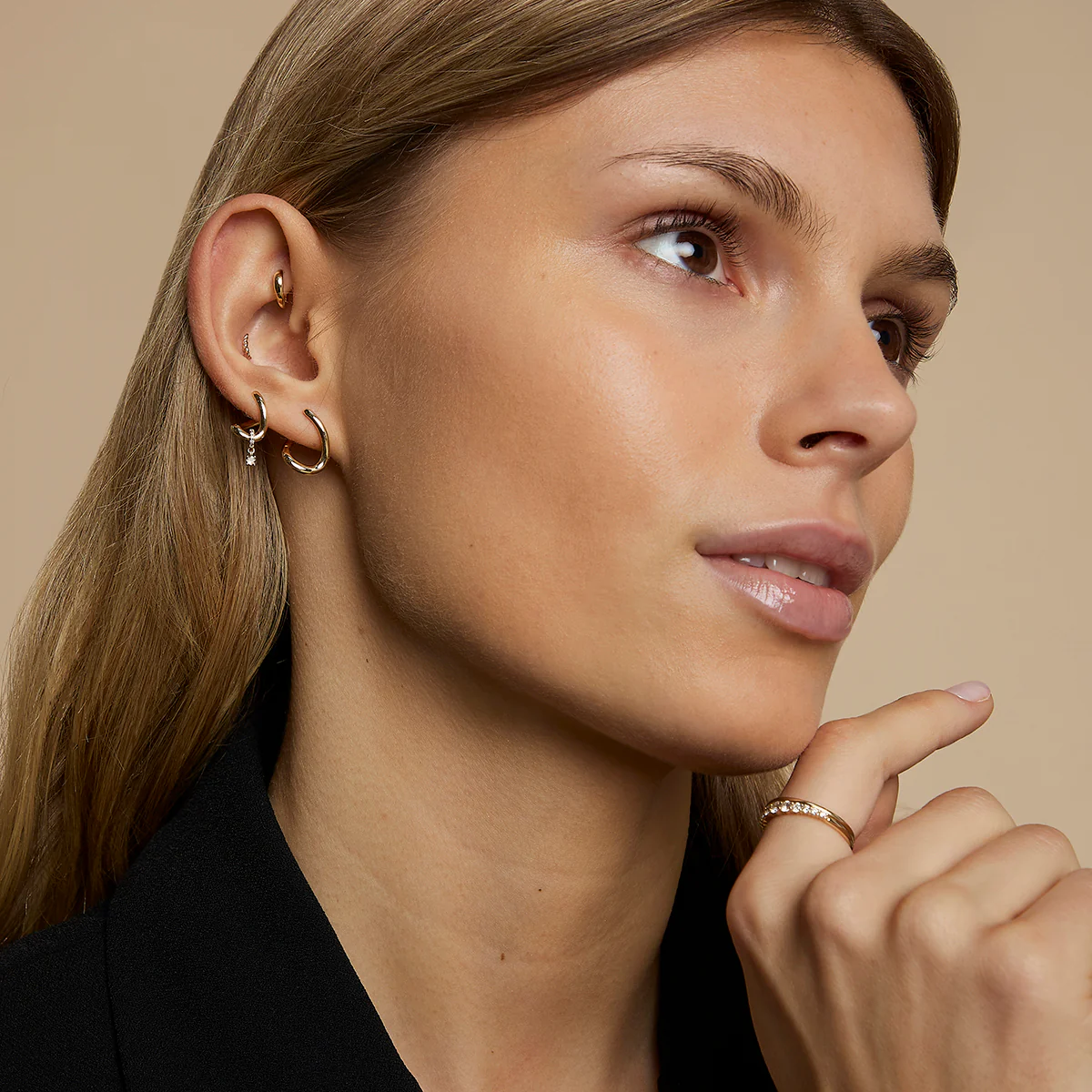 Molten Hoops in Solid Gold - Image 6