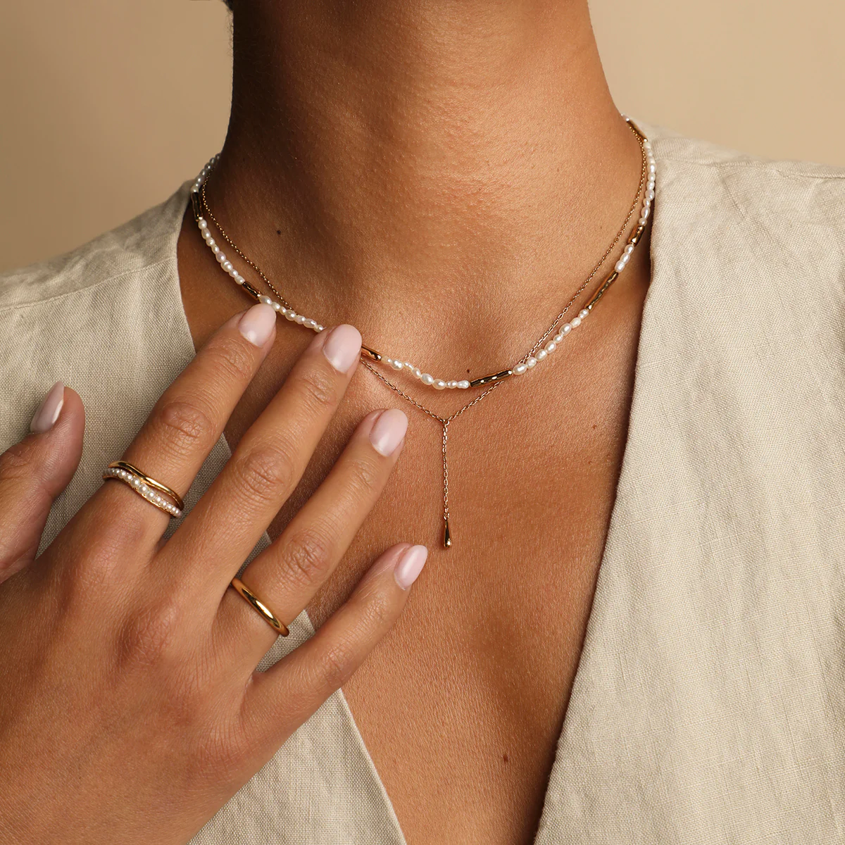 Molten Illusion Pearl Ring in Gold - Image 5