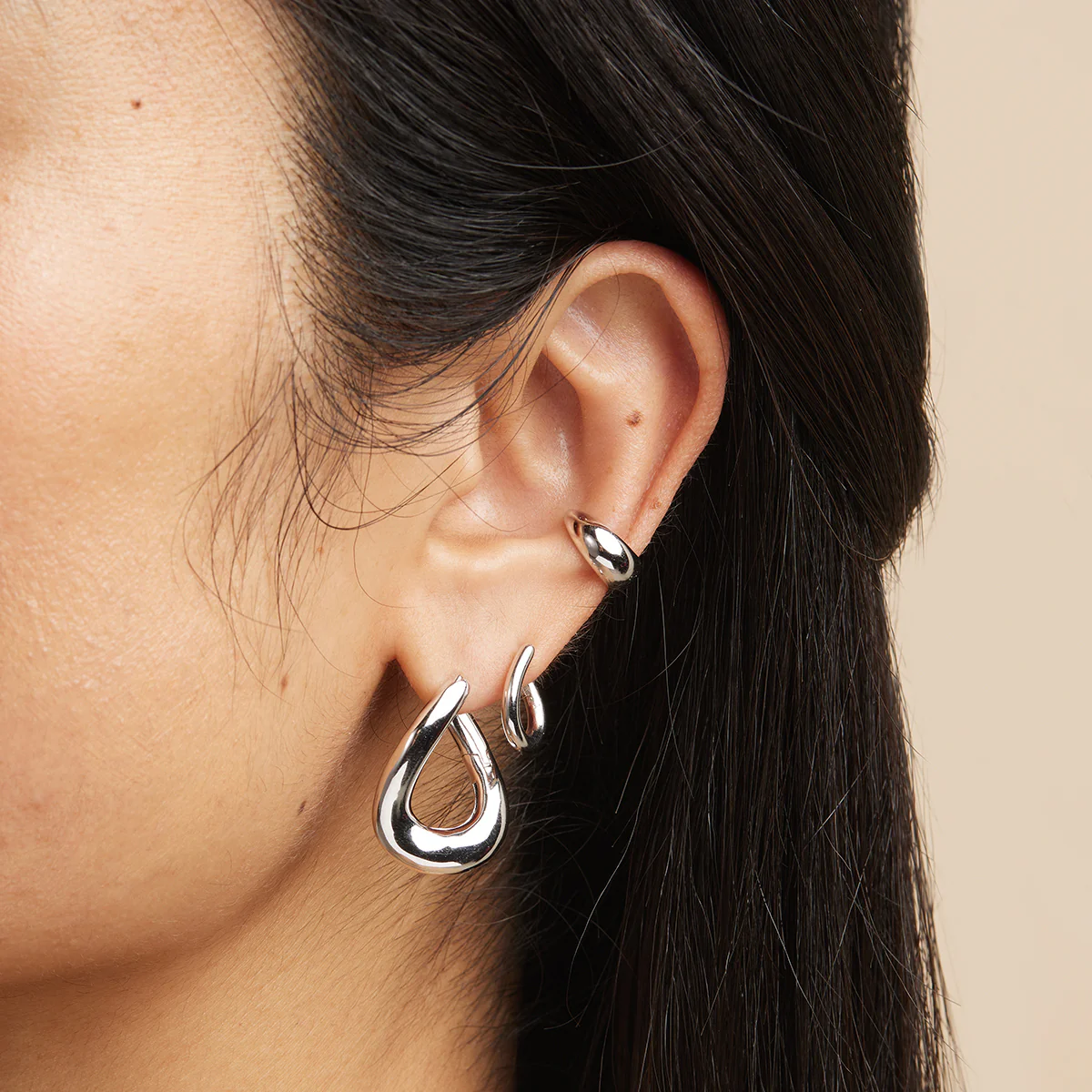 Molten Large Hoops in Silver - Image 3