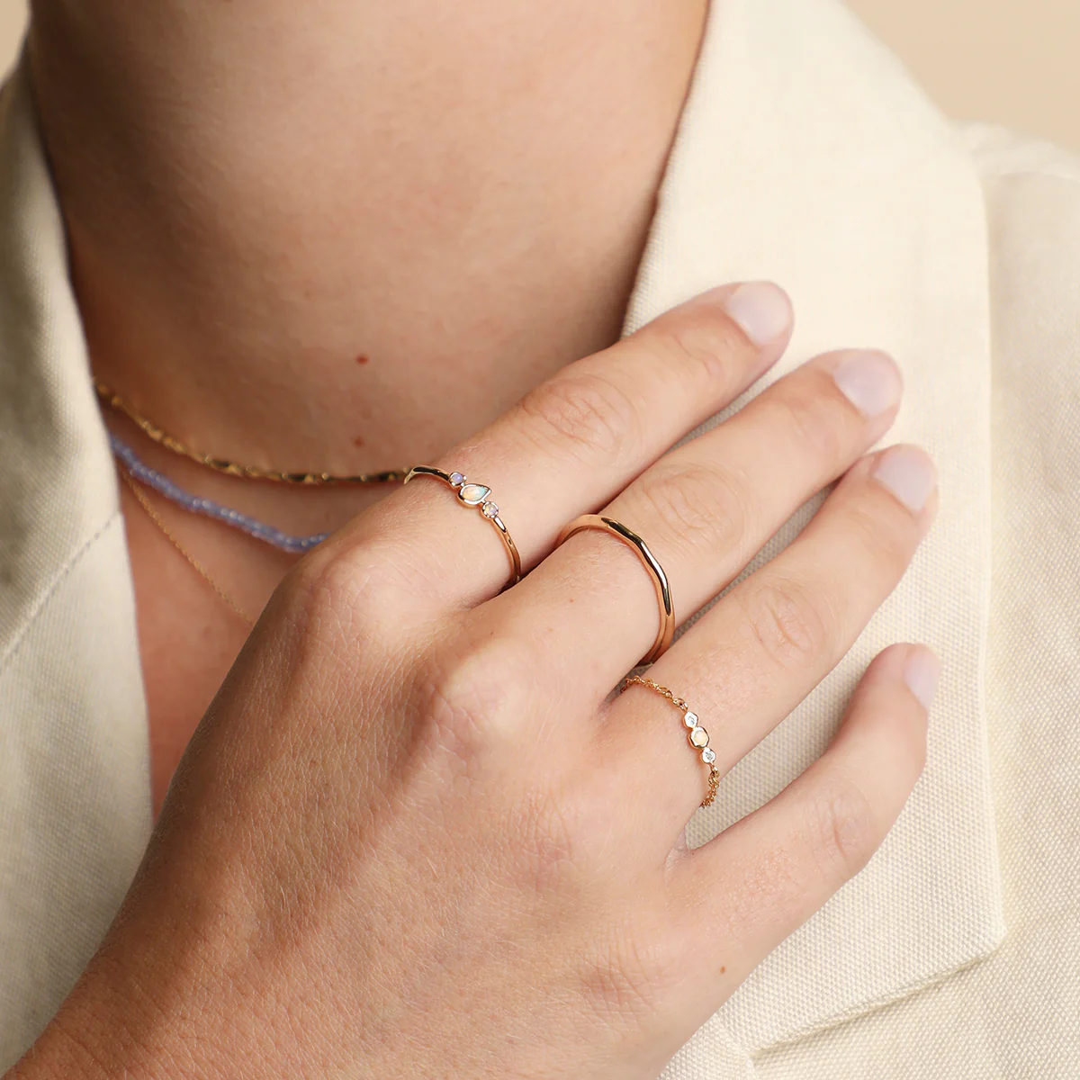 Molten Opal Cluster Ring in Solid Gold - Image 3
