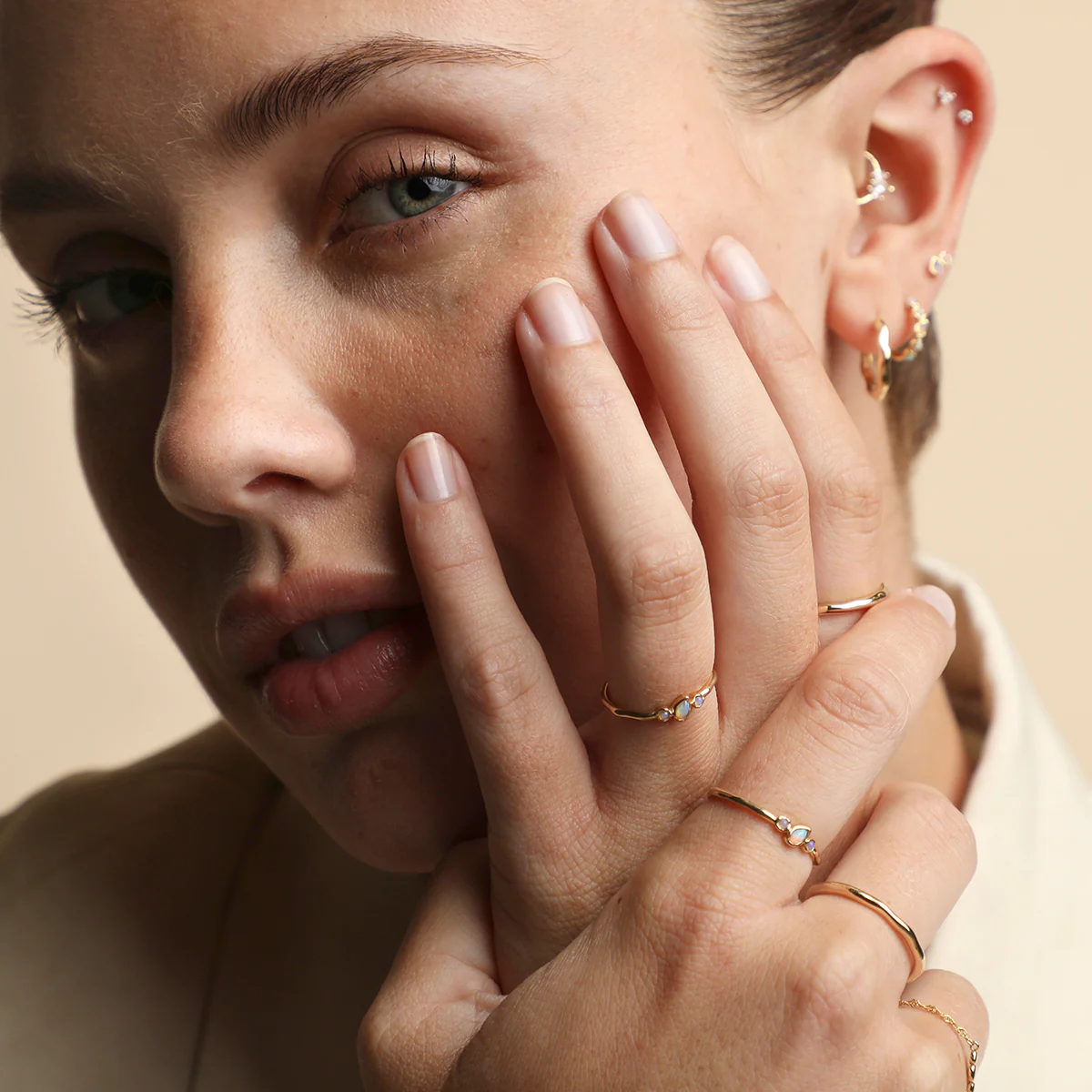 Molten Opal Cluster Ring in Solid Gold - Image 6