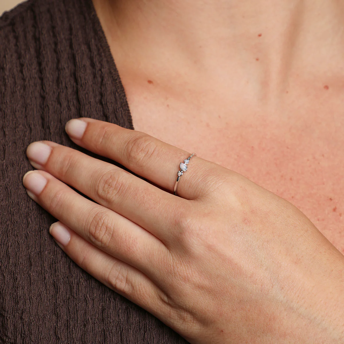Molten Opal Cluster Ring in Solid White Gold - Image 2