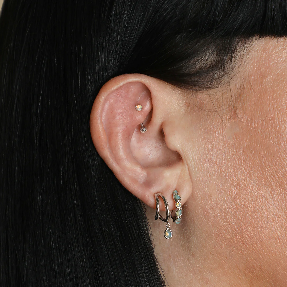 Molten Opal Rook Bar in Solid White Gold - Image 3