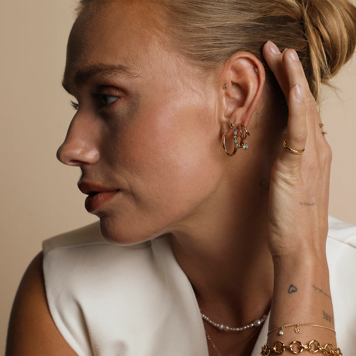 Molten Piercing Stud in Solid Gold - Image 6