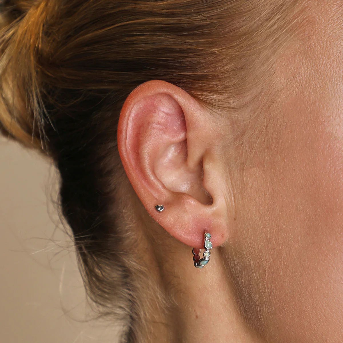 Molten Piercing Stud in Solid White Gold - Image 2