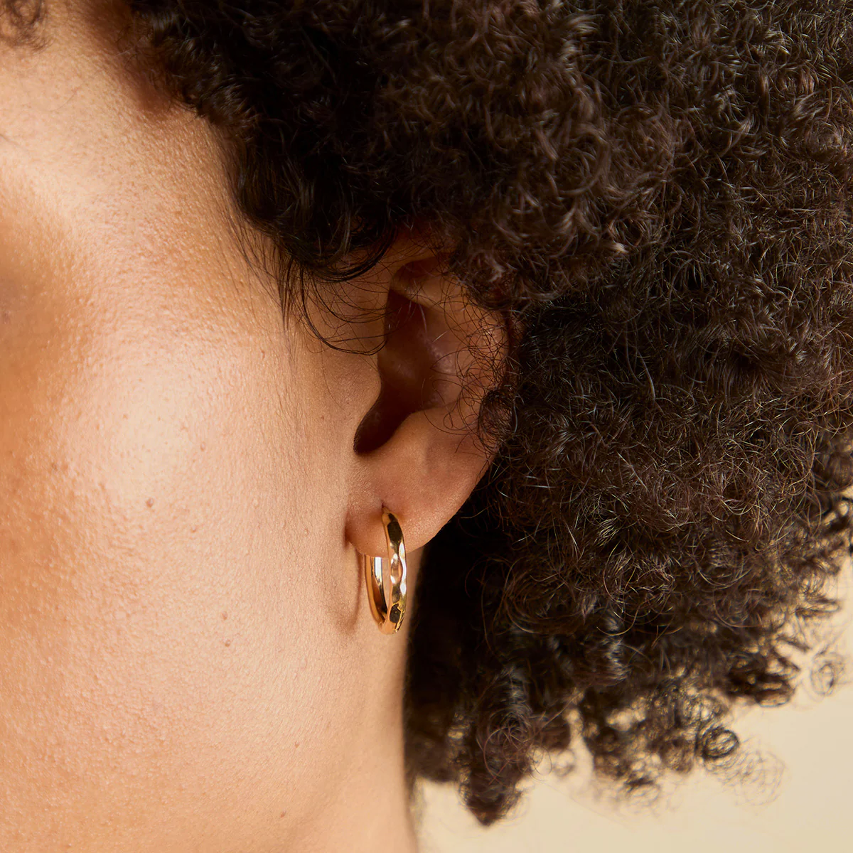 Molten Textured Hoops in Gold - Image 2