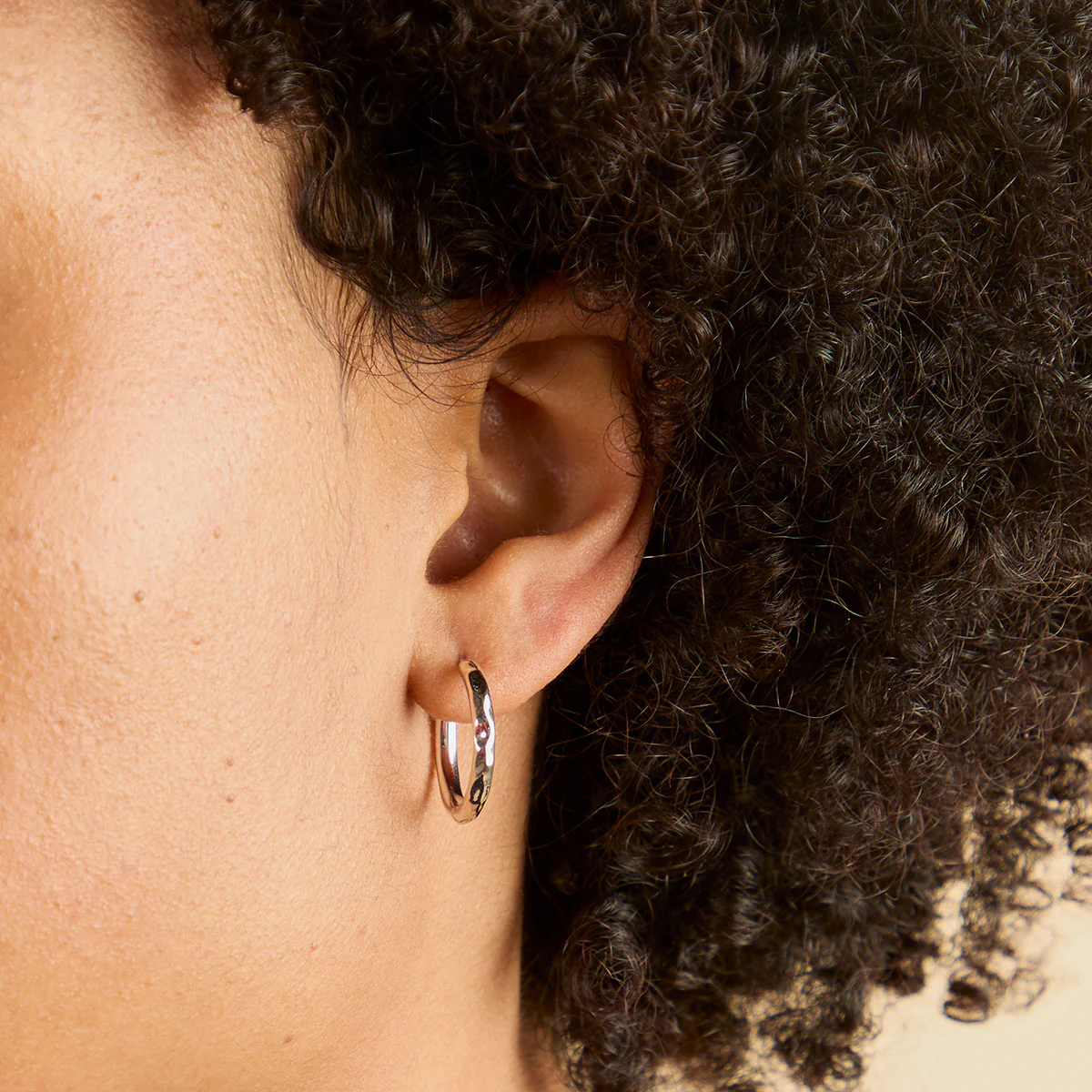 Molten Textured Hoops in Silver - Image 2
