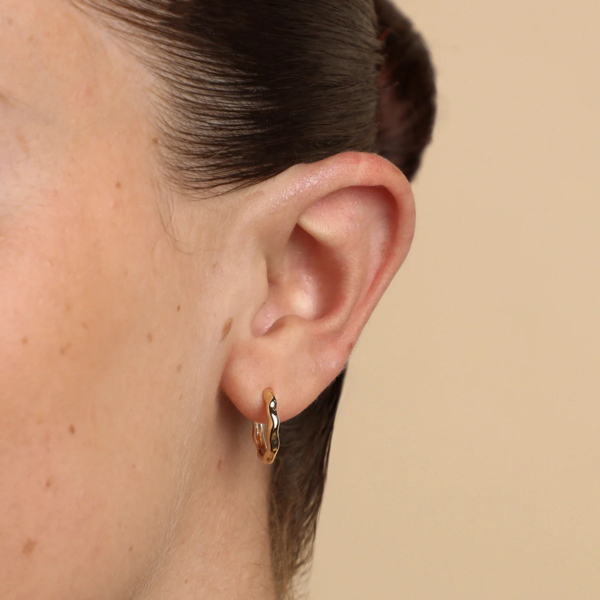 Molten Textured Hoops in Solid Gold - Image 2