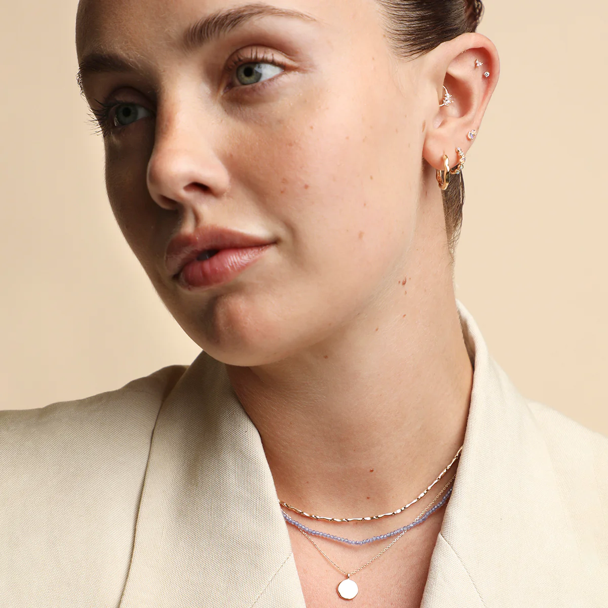 Molten Textured Hoops in Solid Gold - Image 7