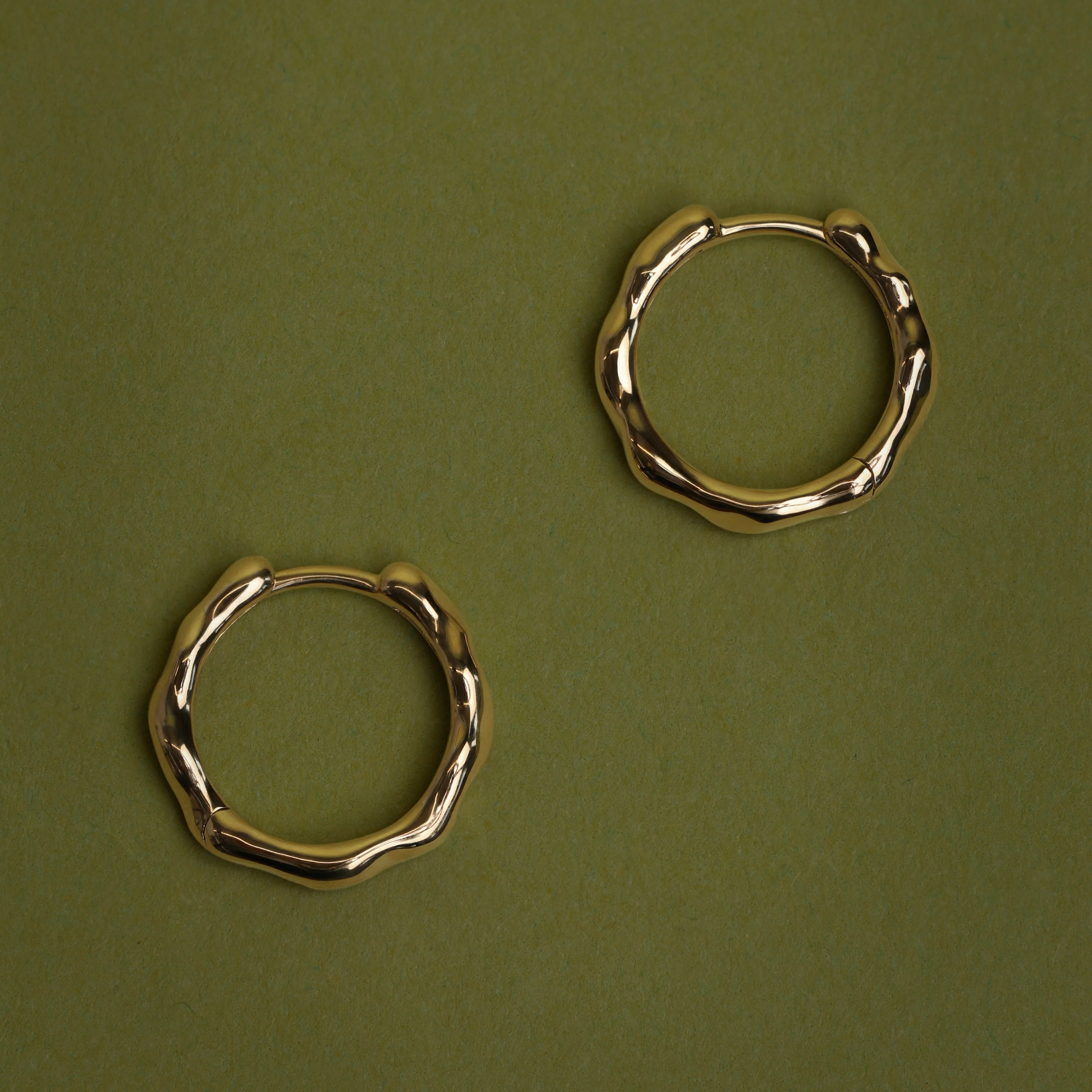 Molten Textured Hoops in Solid Gold - Image 8