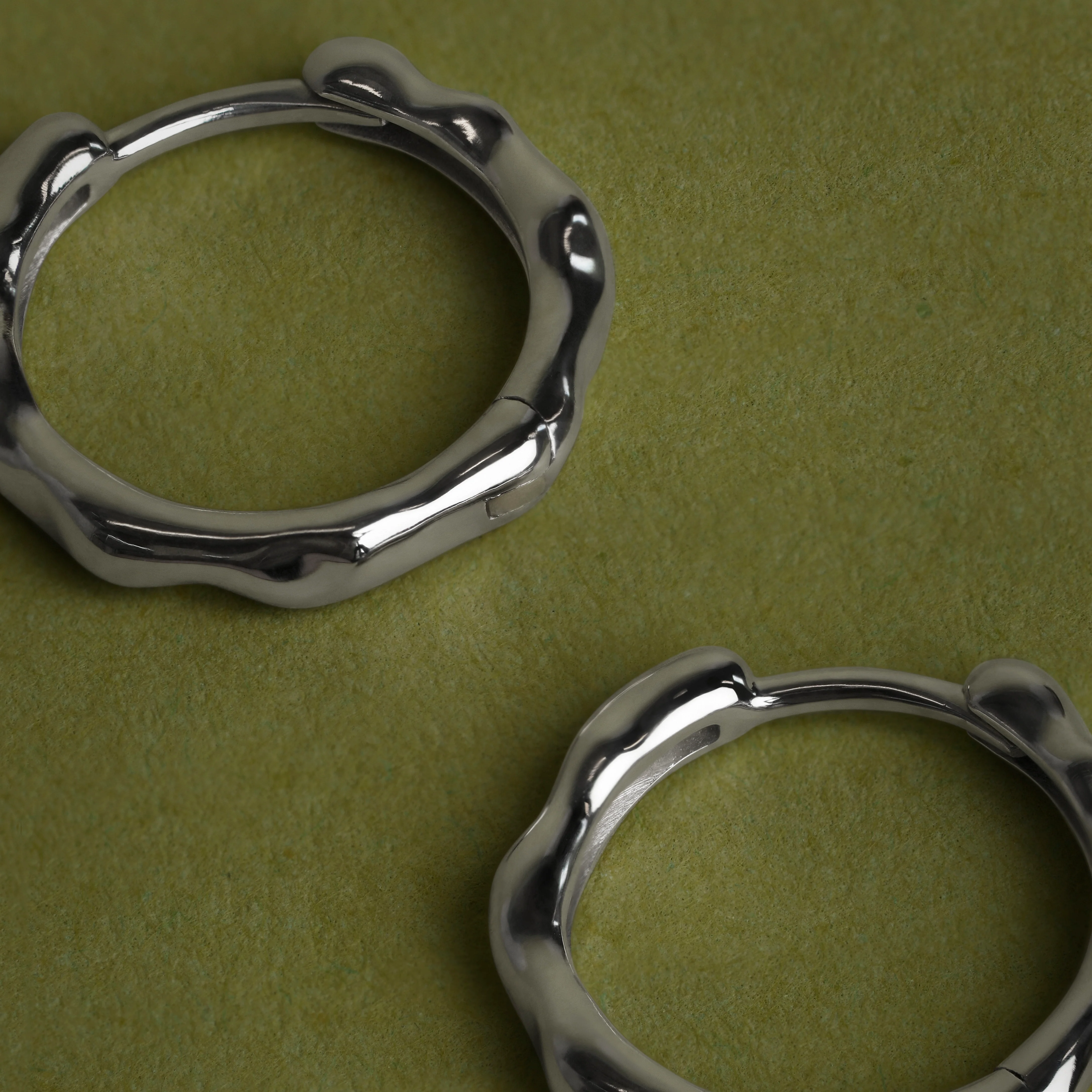 Molten Textured Hoops in Solid White Gold - Image 5