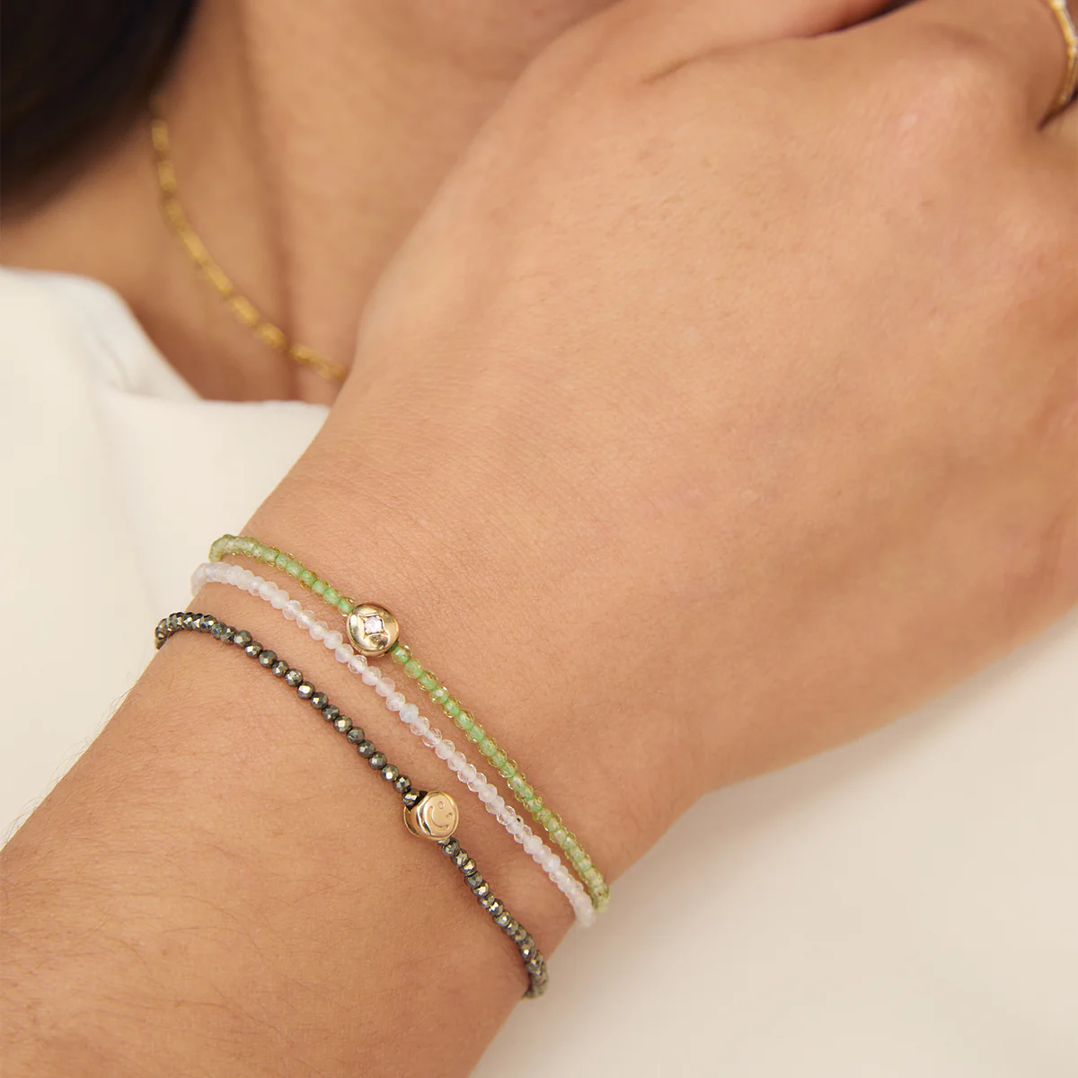 Moonstone June Beaded Birthstone Bracelet in Solid Gold - Image 4