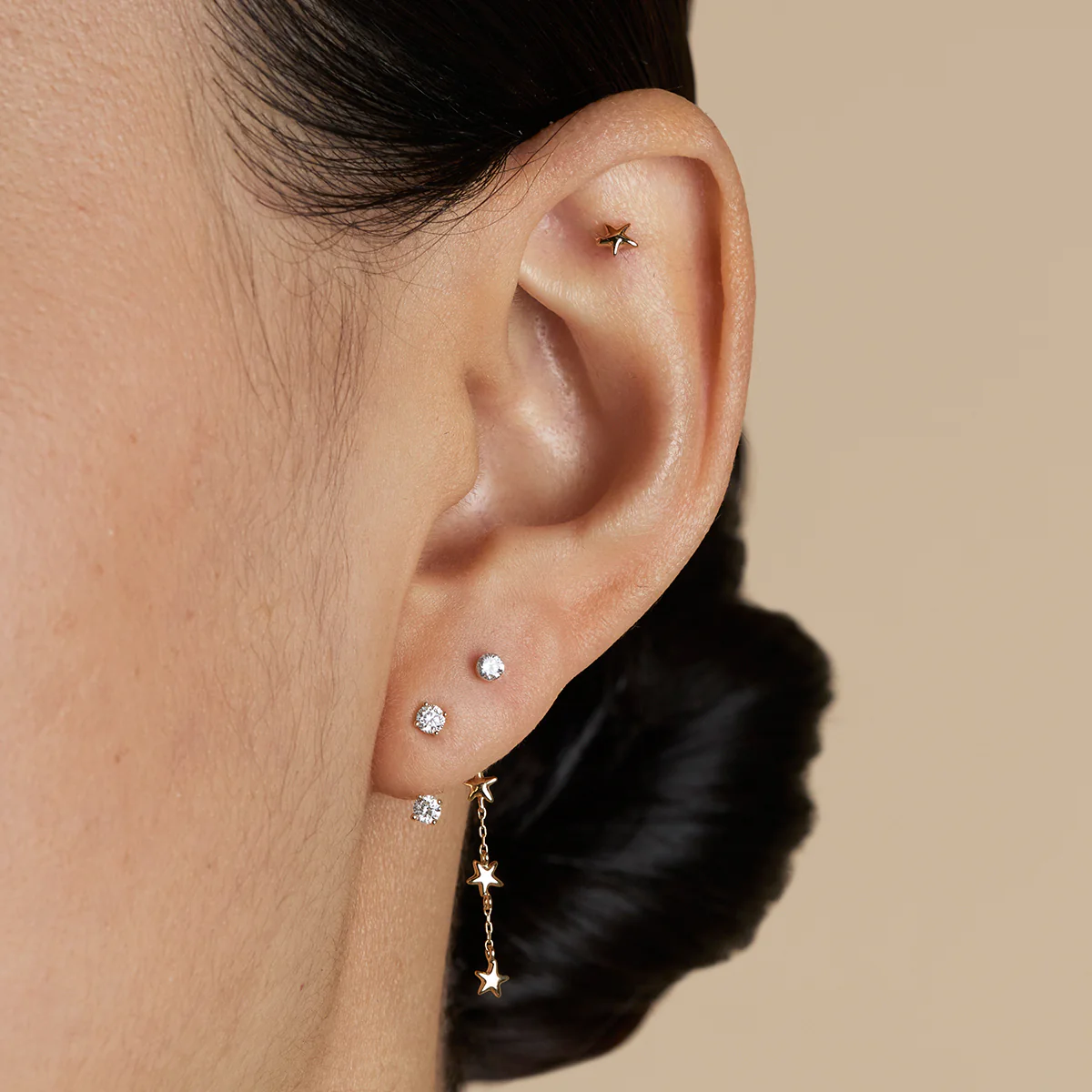 Multi Star Piercing Chain in Solid Gold - Image 3