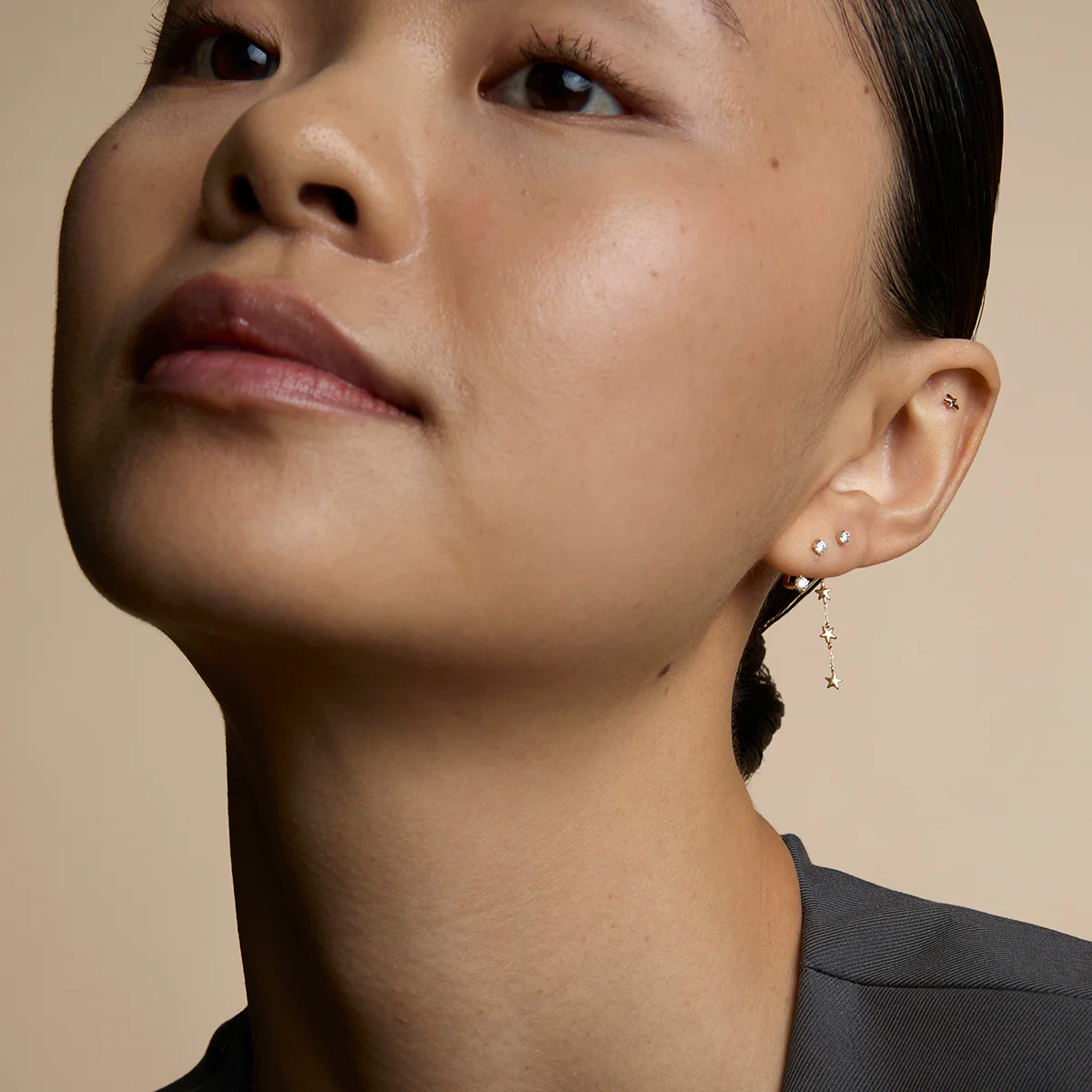 Multi Star Piercing Chain in Solid Gold - Image 5