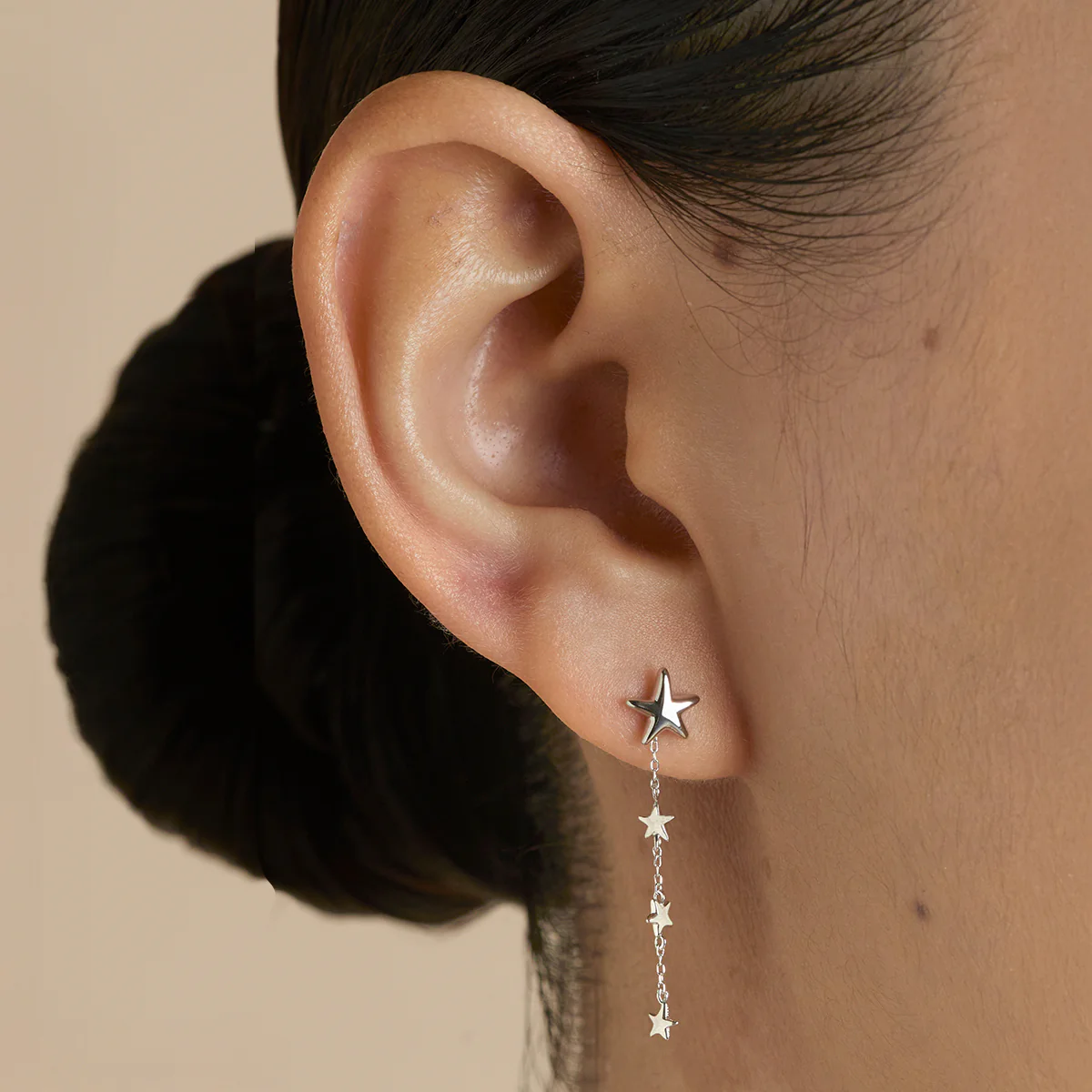 Multi Star Piercing Chain in Solid White Gold - Image 2