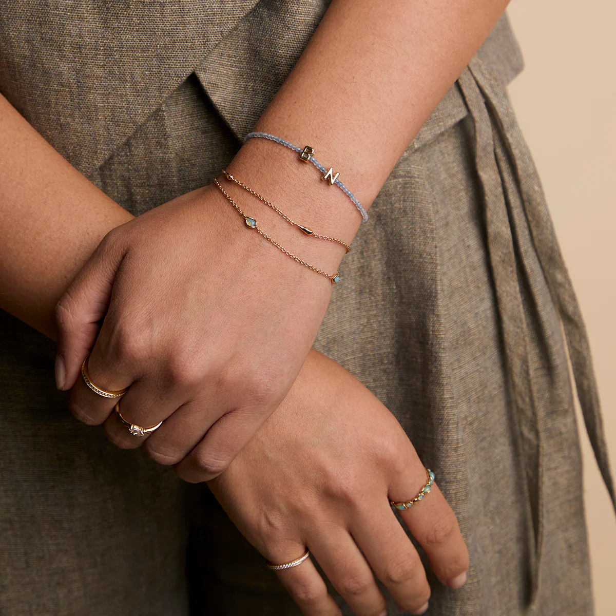 N Initial Click Charm in Solid Gold - Image 4