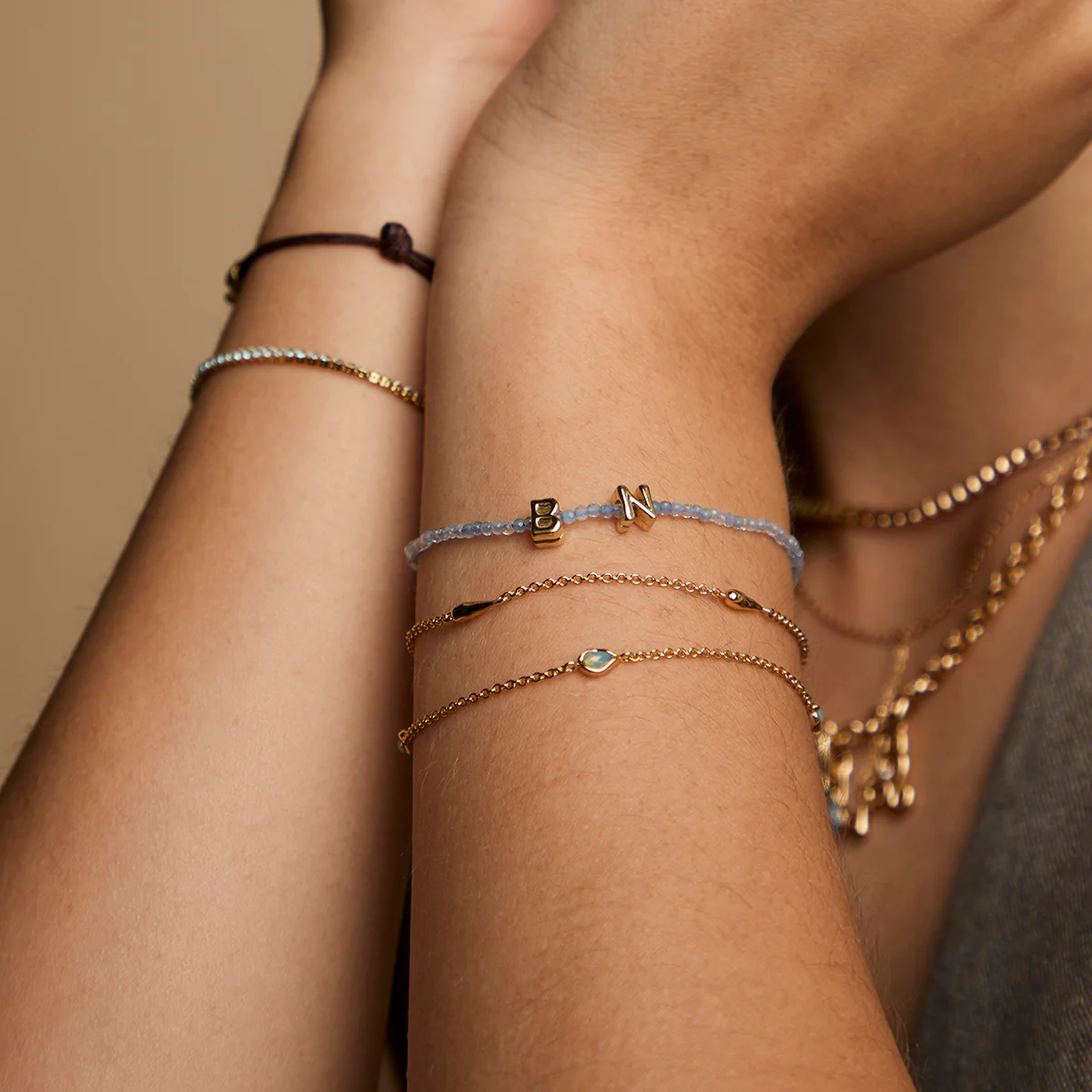 N Initial Click Charm in Solid Gold - Image 5