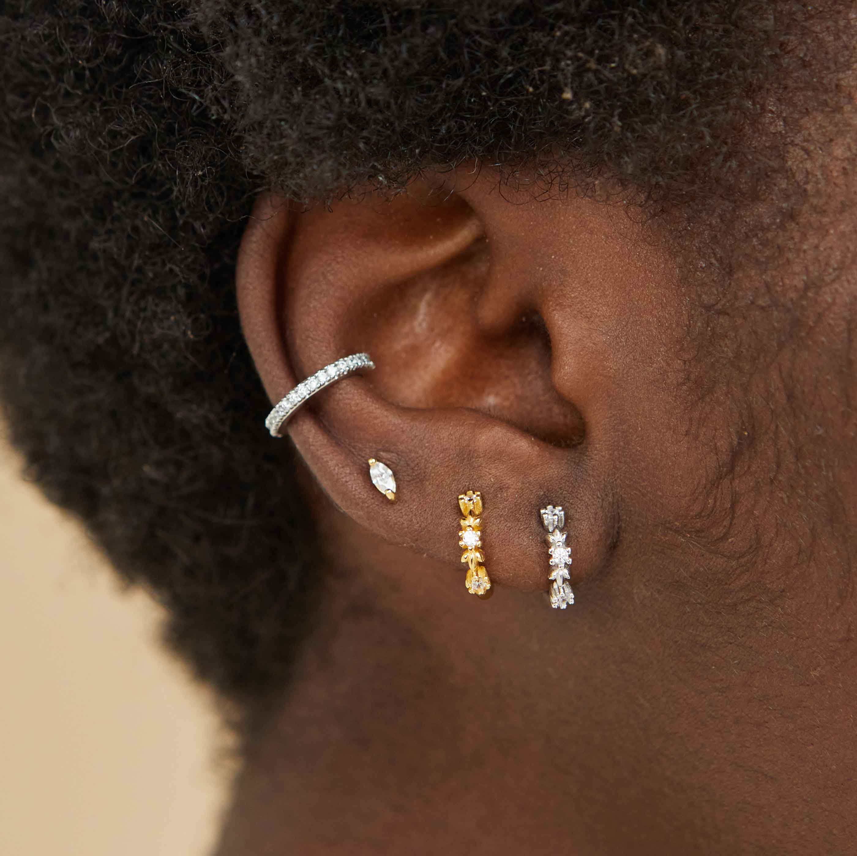Navette Gem Stud Earrings in Gold - Image 2
