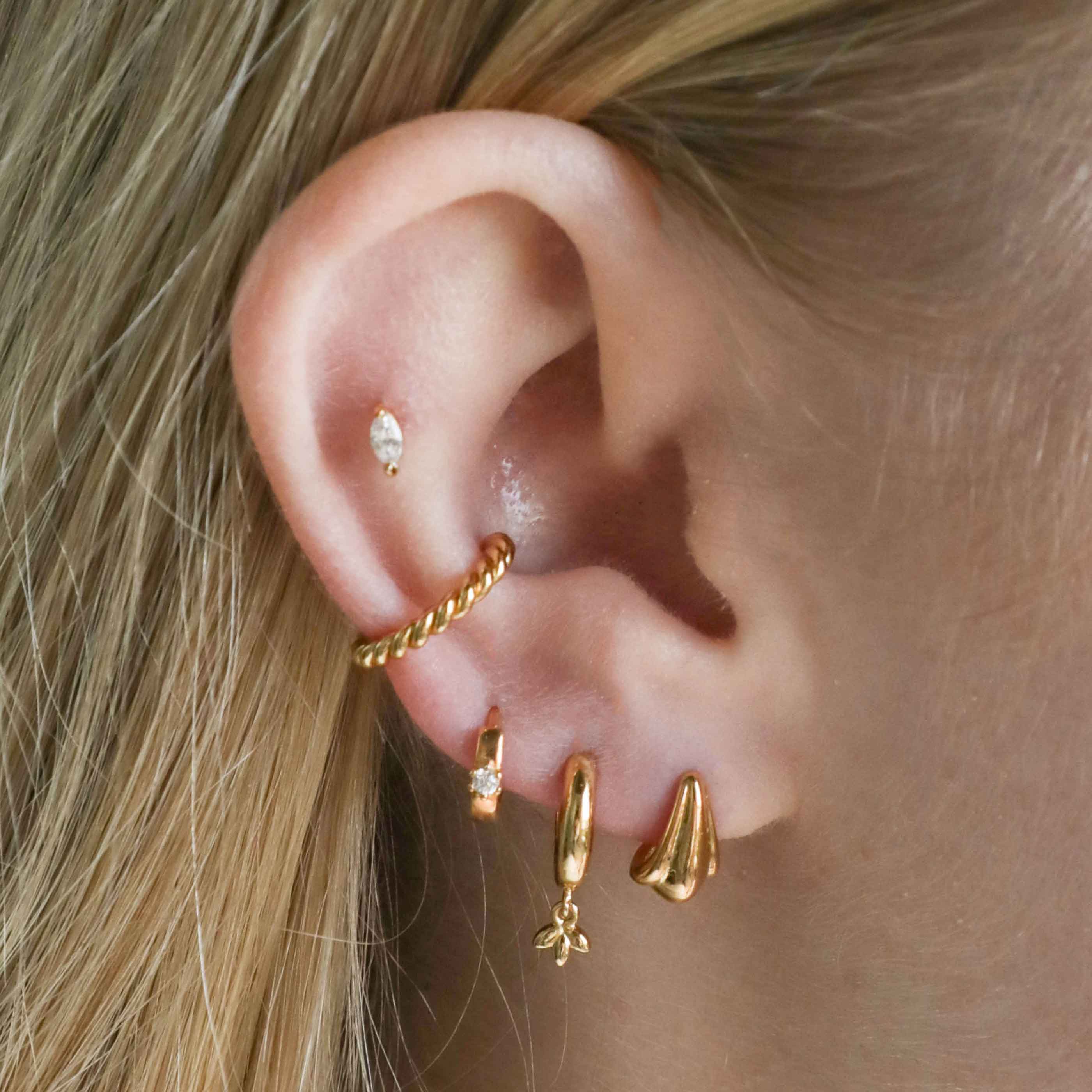Navette Gem Stud Earrings in Gold - Image 4