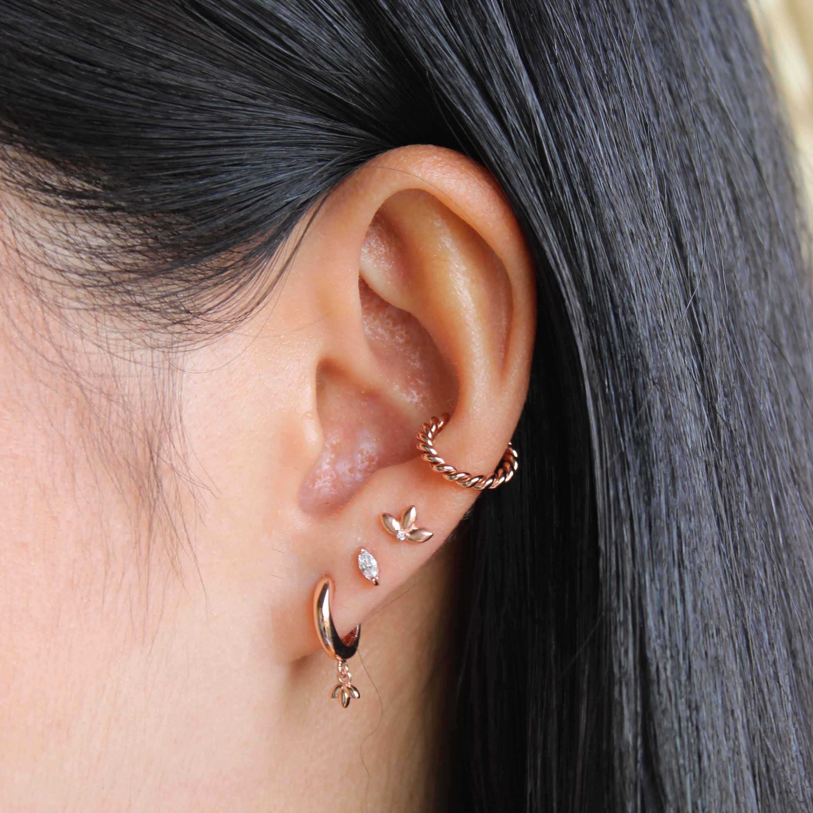 Navette Gem Stud Earrings in Rose Gold - Image 3