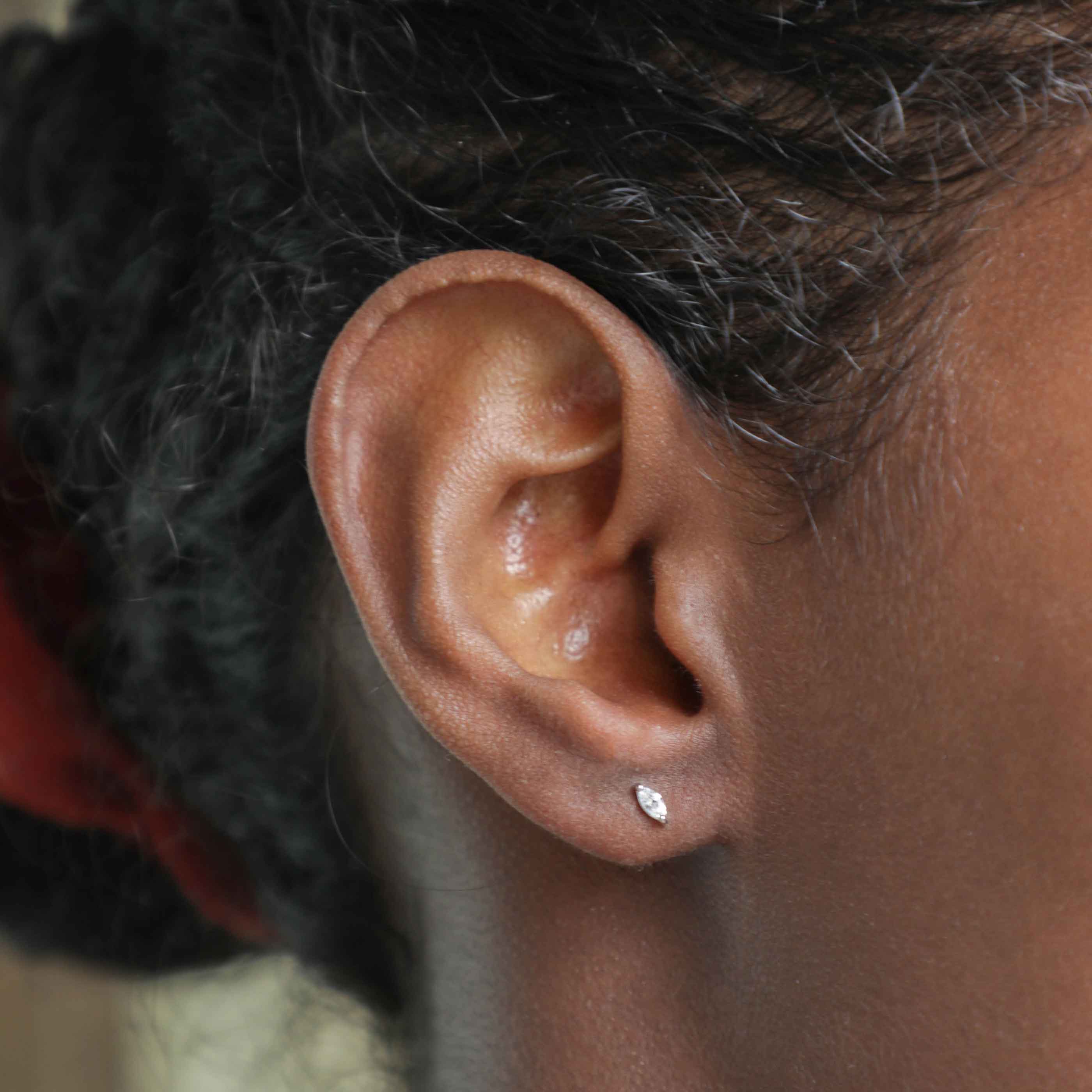 Navette Gem Stud Earrings in Silver - Image 3