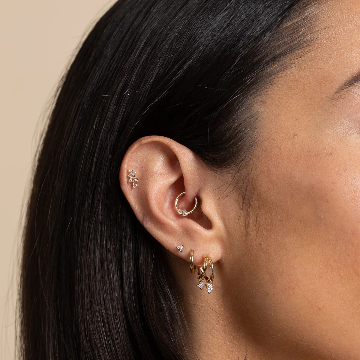 Navette Topaz Fan Stud in Solid Gold - Image 2