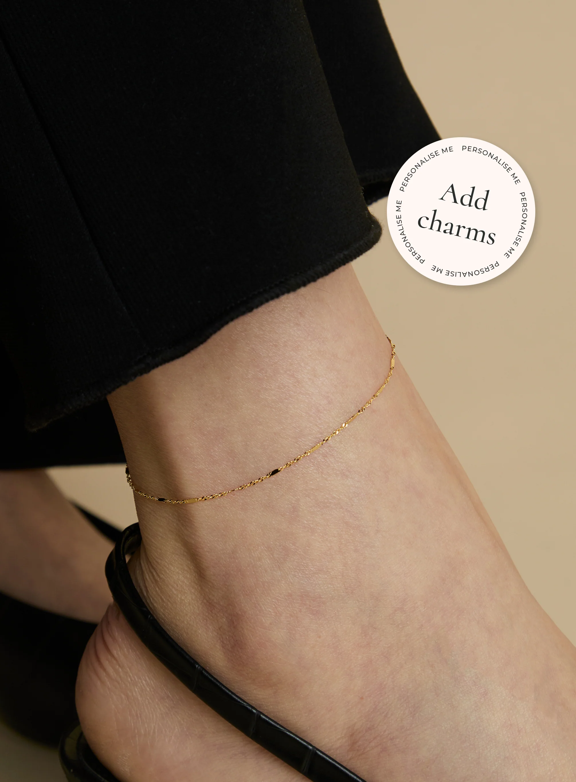 Astrid Story Chain Anklet in Solid Gold - Image 2