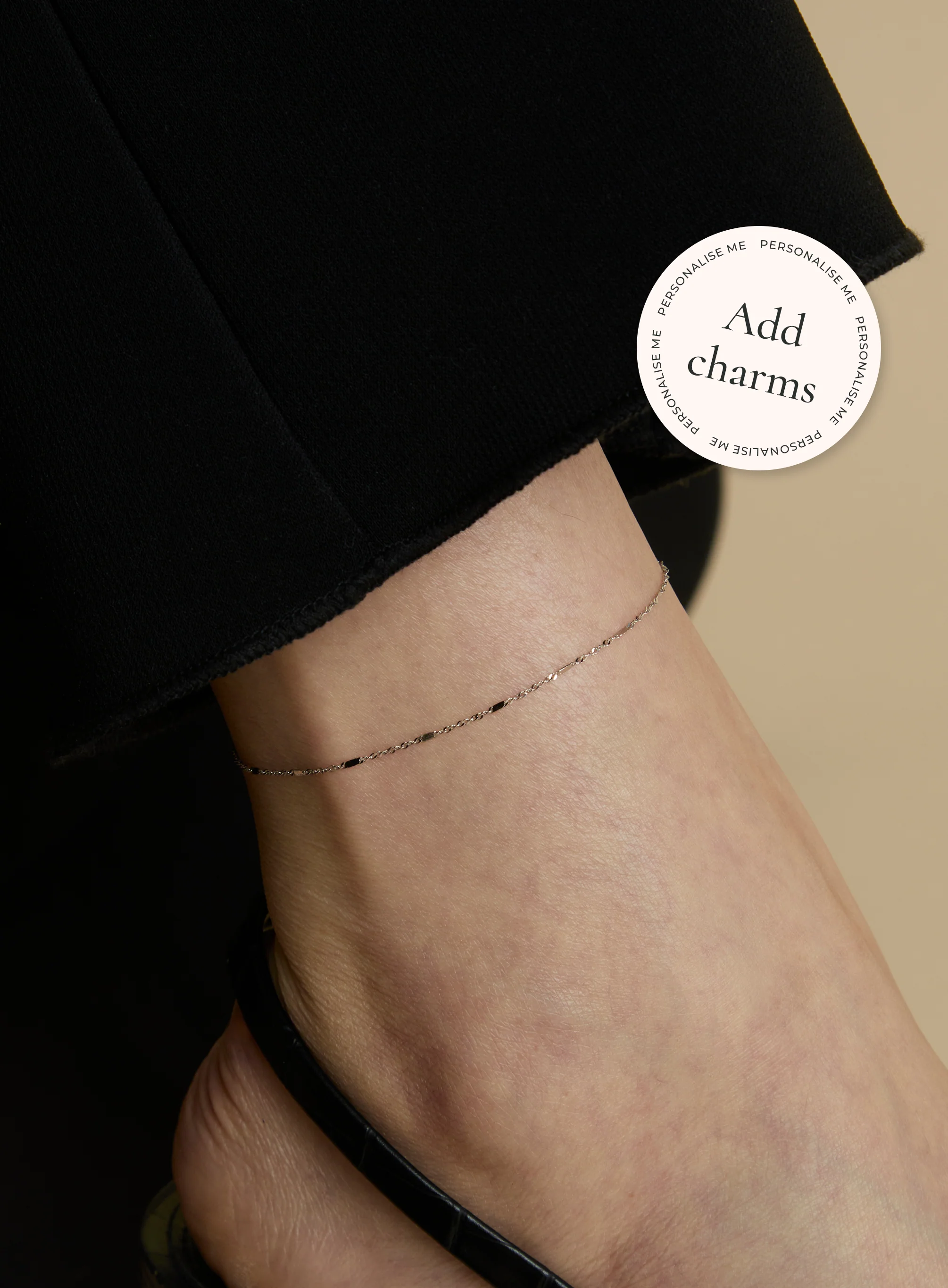 Astrid Story Chain Anklet in Solid White Gold - Image 2