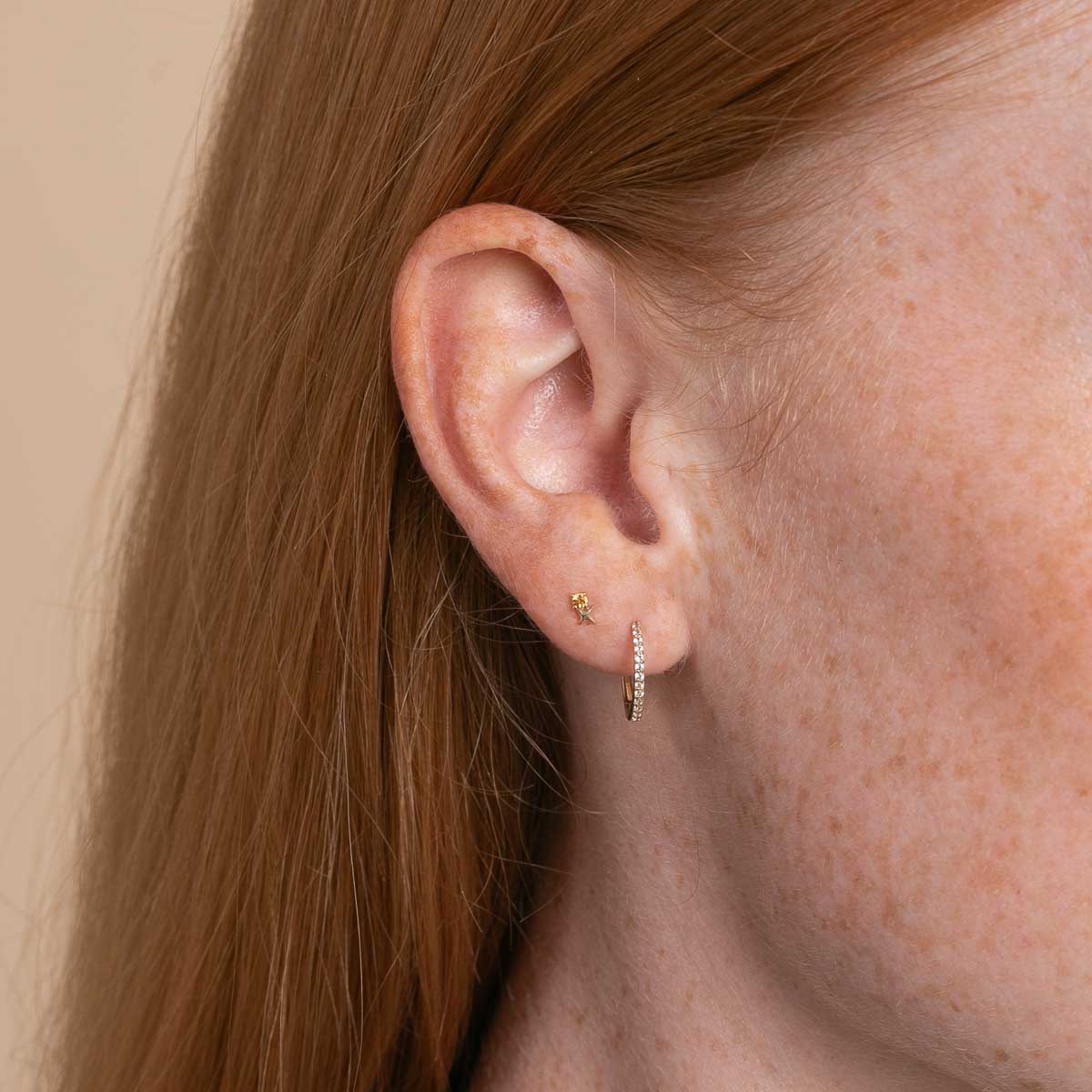 November Citrine Birthstone Earrings in Solid Gold - Image 3