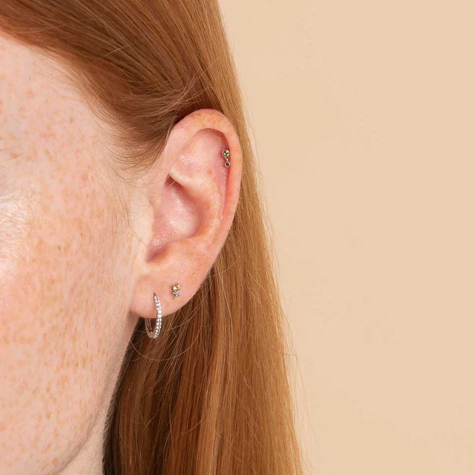 November Citrine Birthstone Earrings in Solid White Gold - Image 3